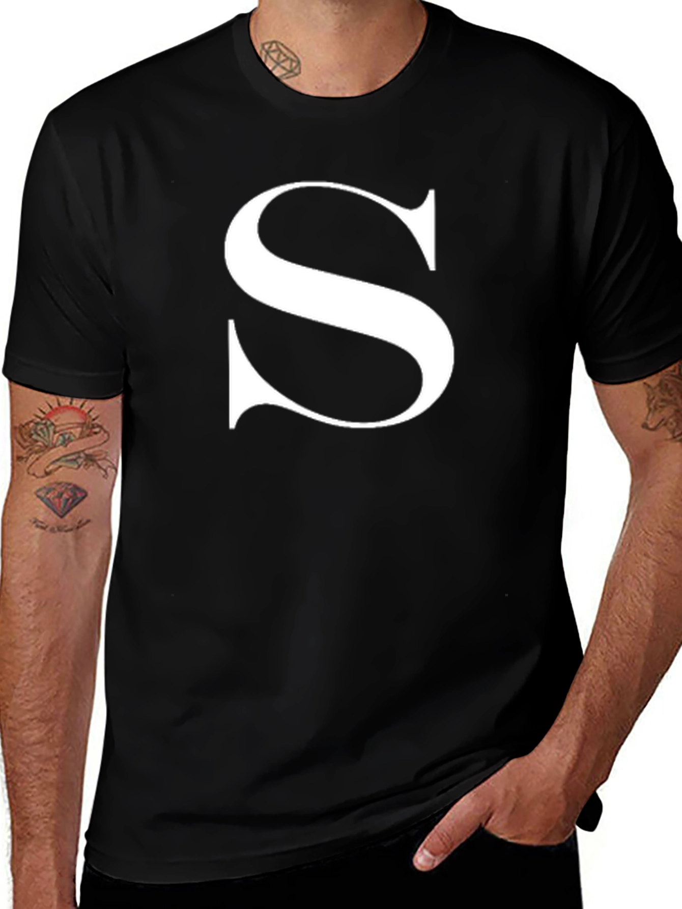 Bold Initial S Black T-Shirt