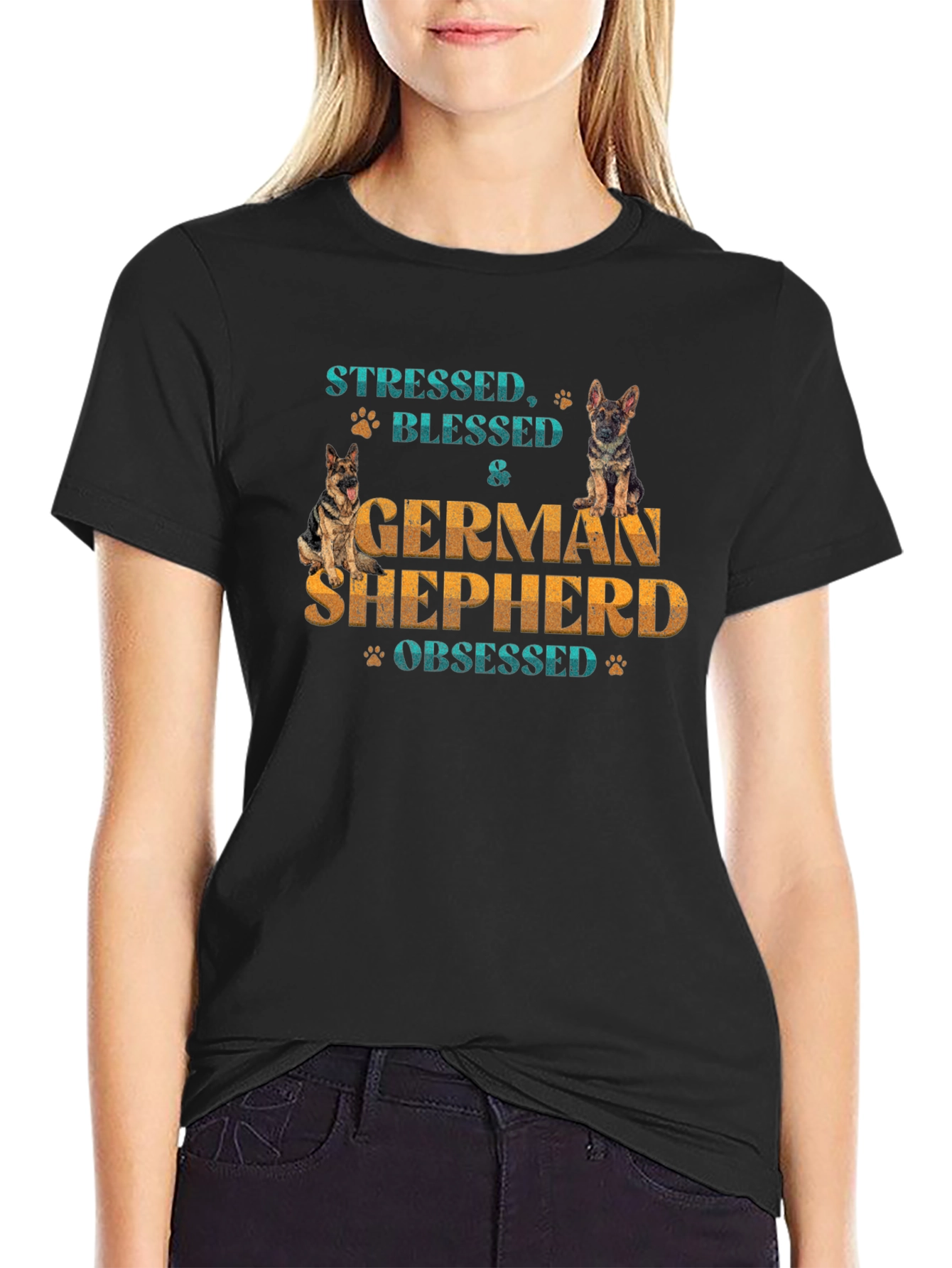 Stressed Blessed & German Shepherd Obsessed Tee