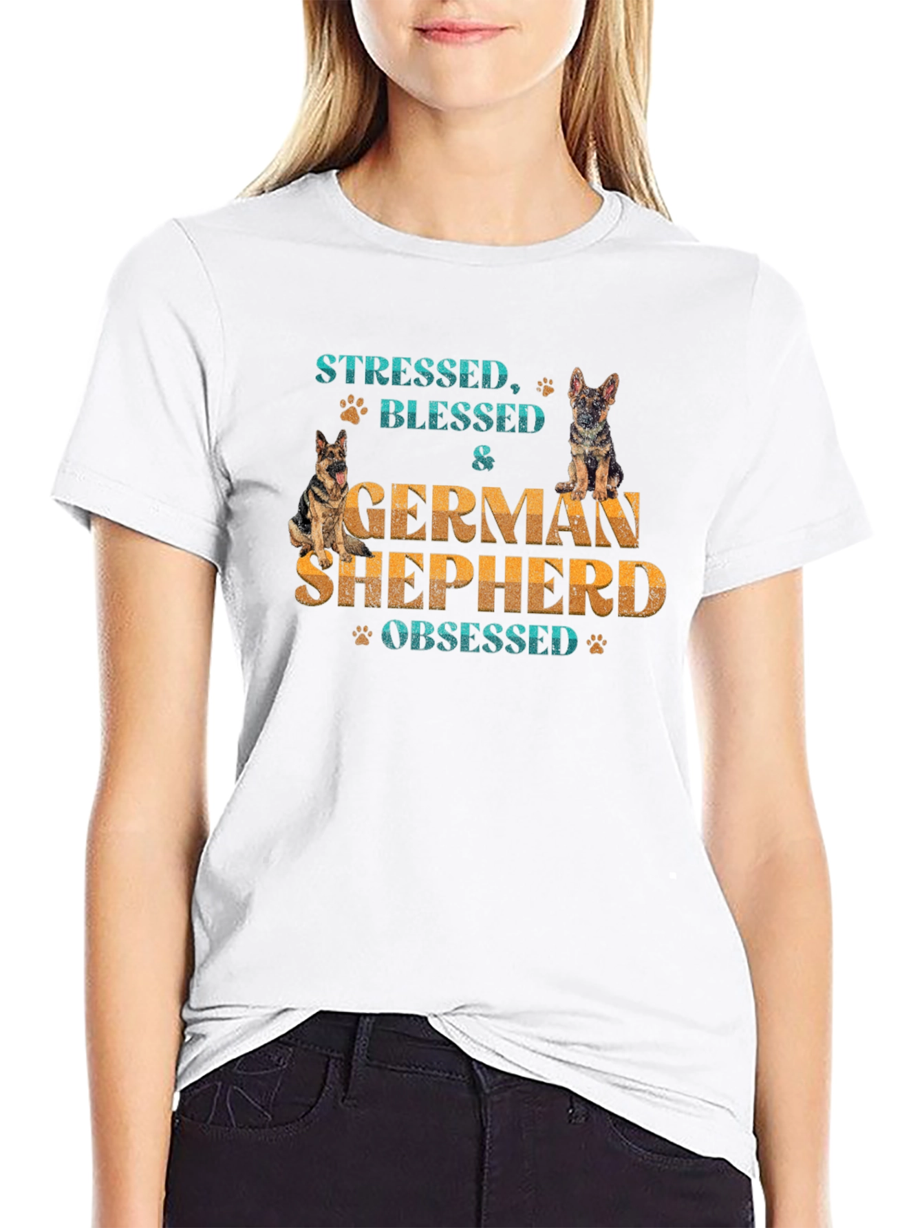 Stressed Blessed & German Shepherd Obsessed Tee