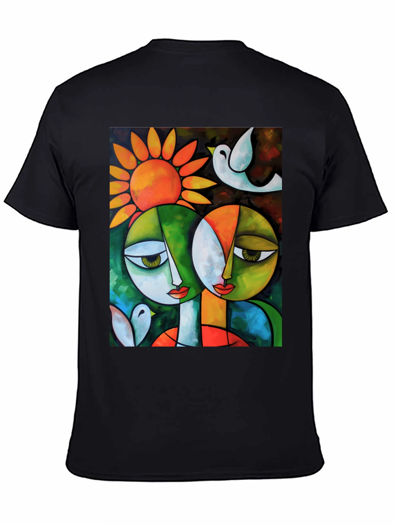 Abstract Art T-Shirt: Two Faces & Sun