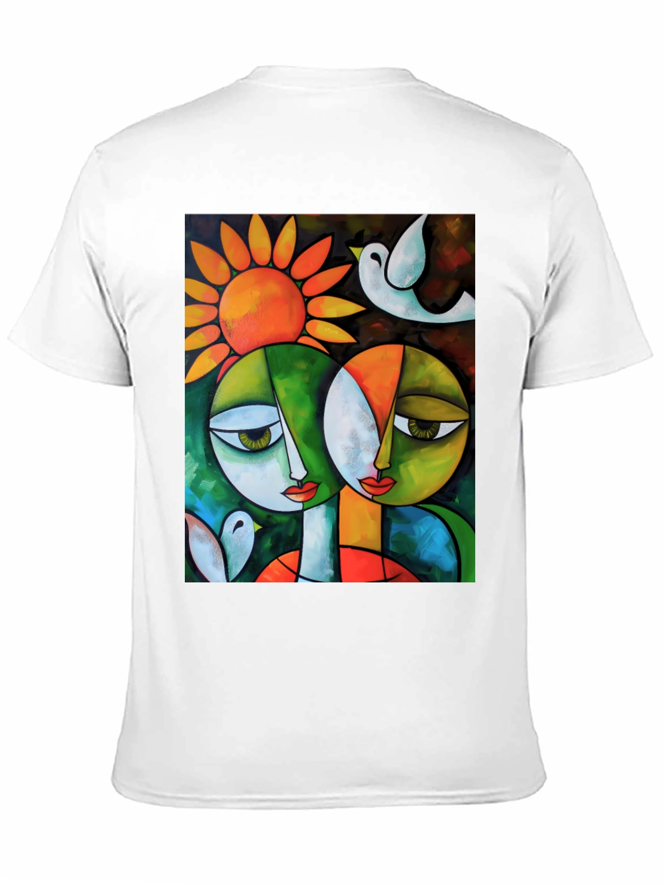 Abstract Art T-Shirt: Two Faces & Sun