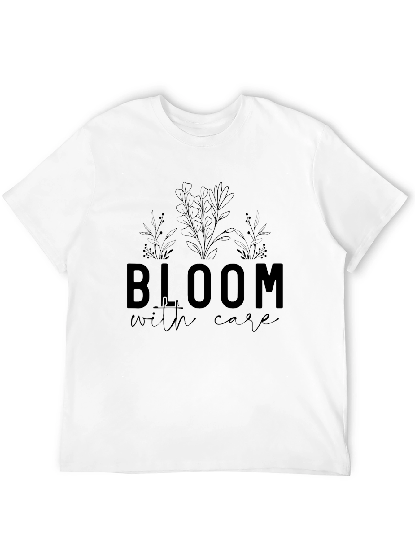 Bloom With Care Graphic Tee - Stylish Black T-Shirt