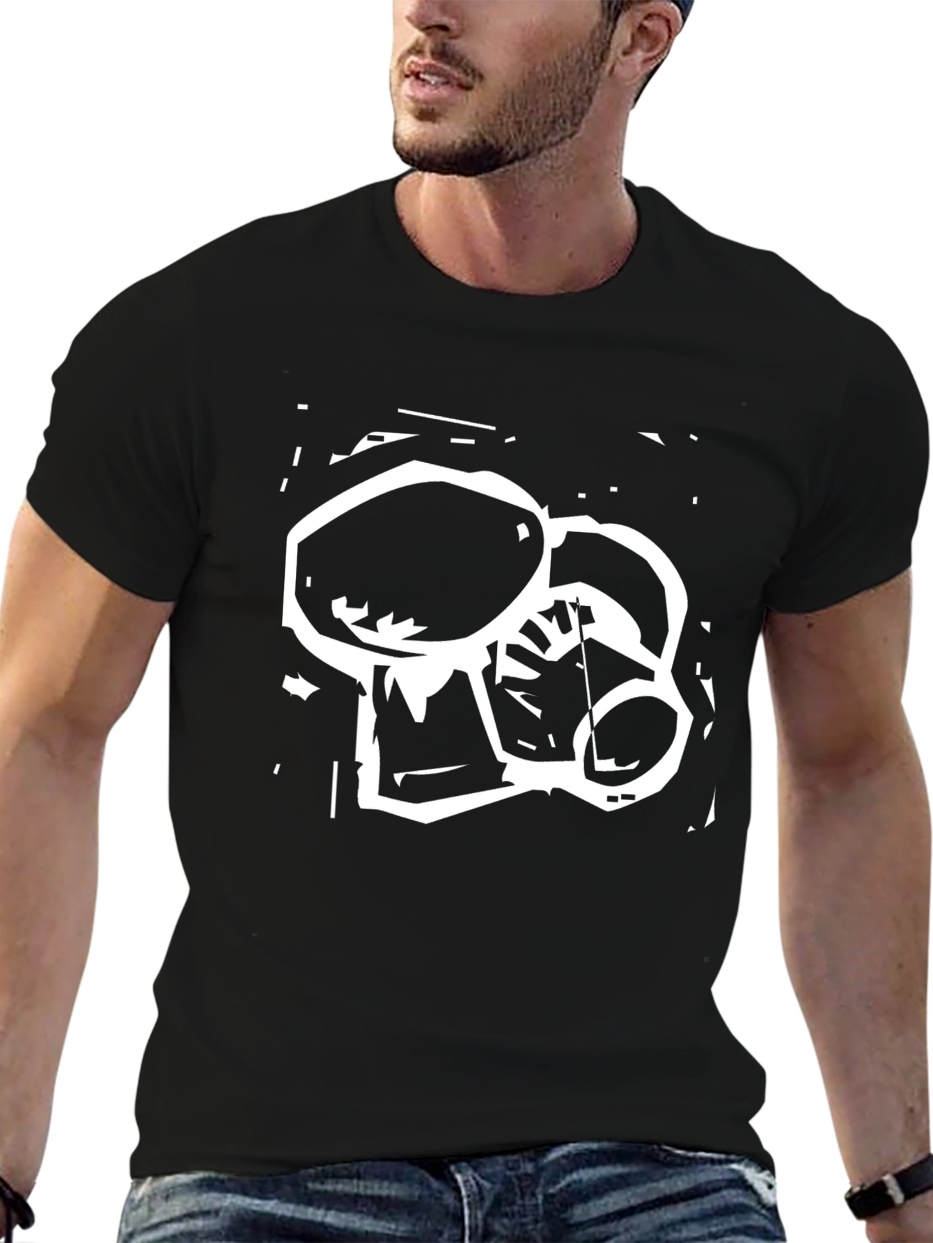 Abstract Graphic Print Black Tee
