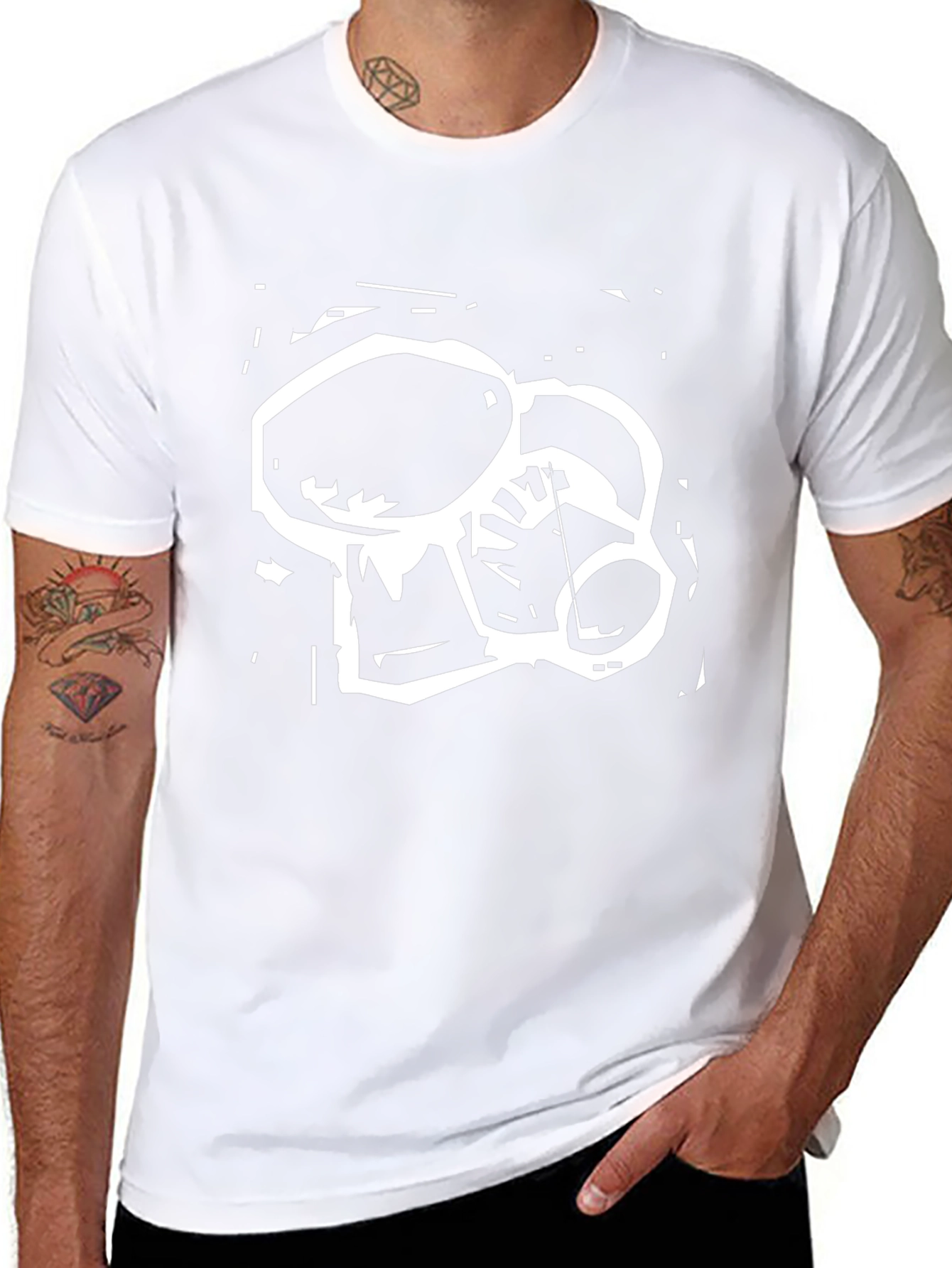 Abstract Graphic Print Black Tee