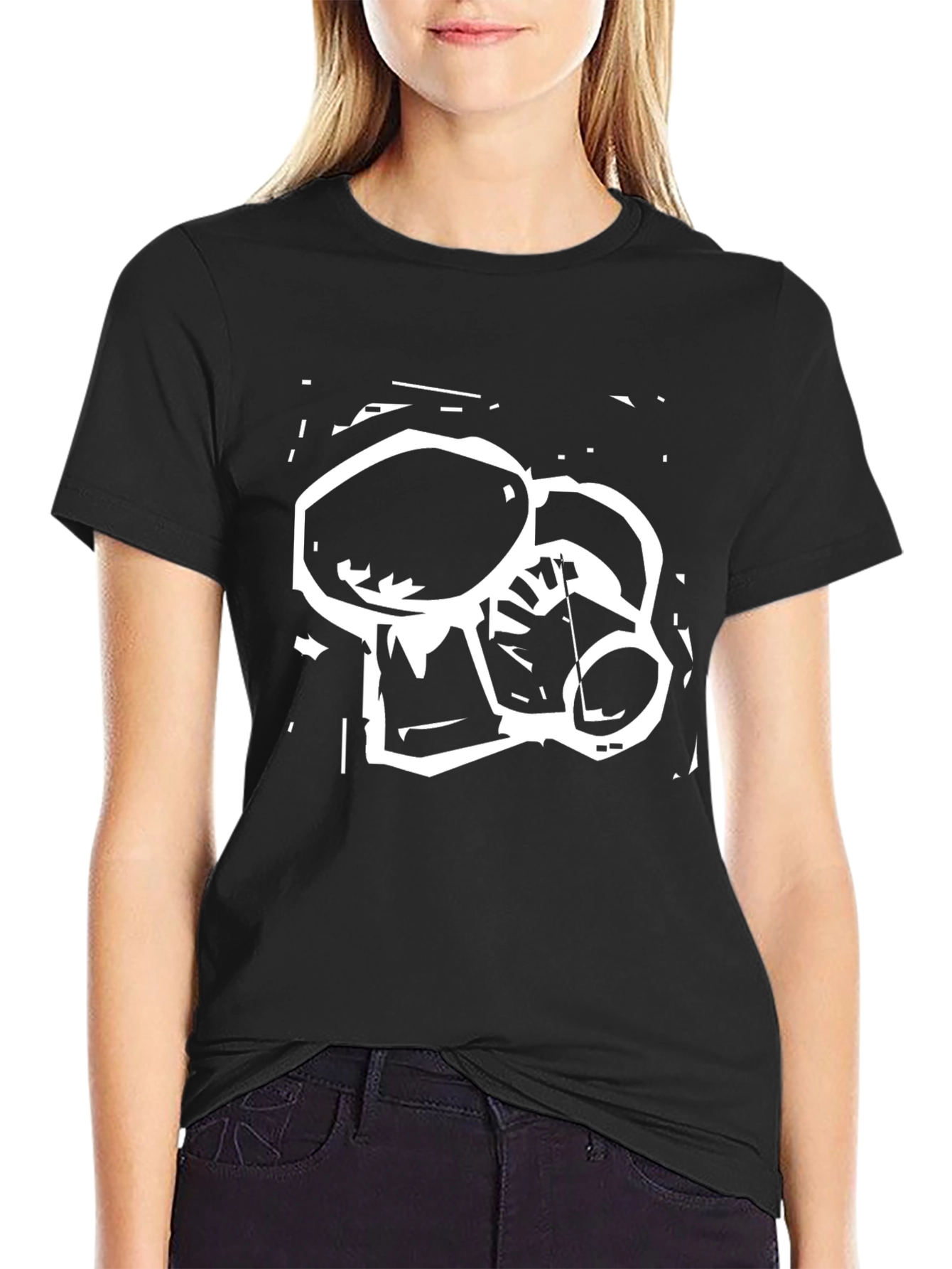 Abstract Graphic Print Black Tee