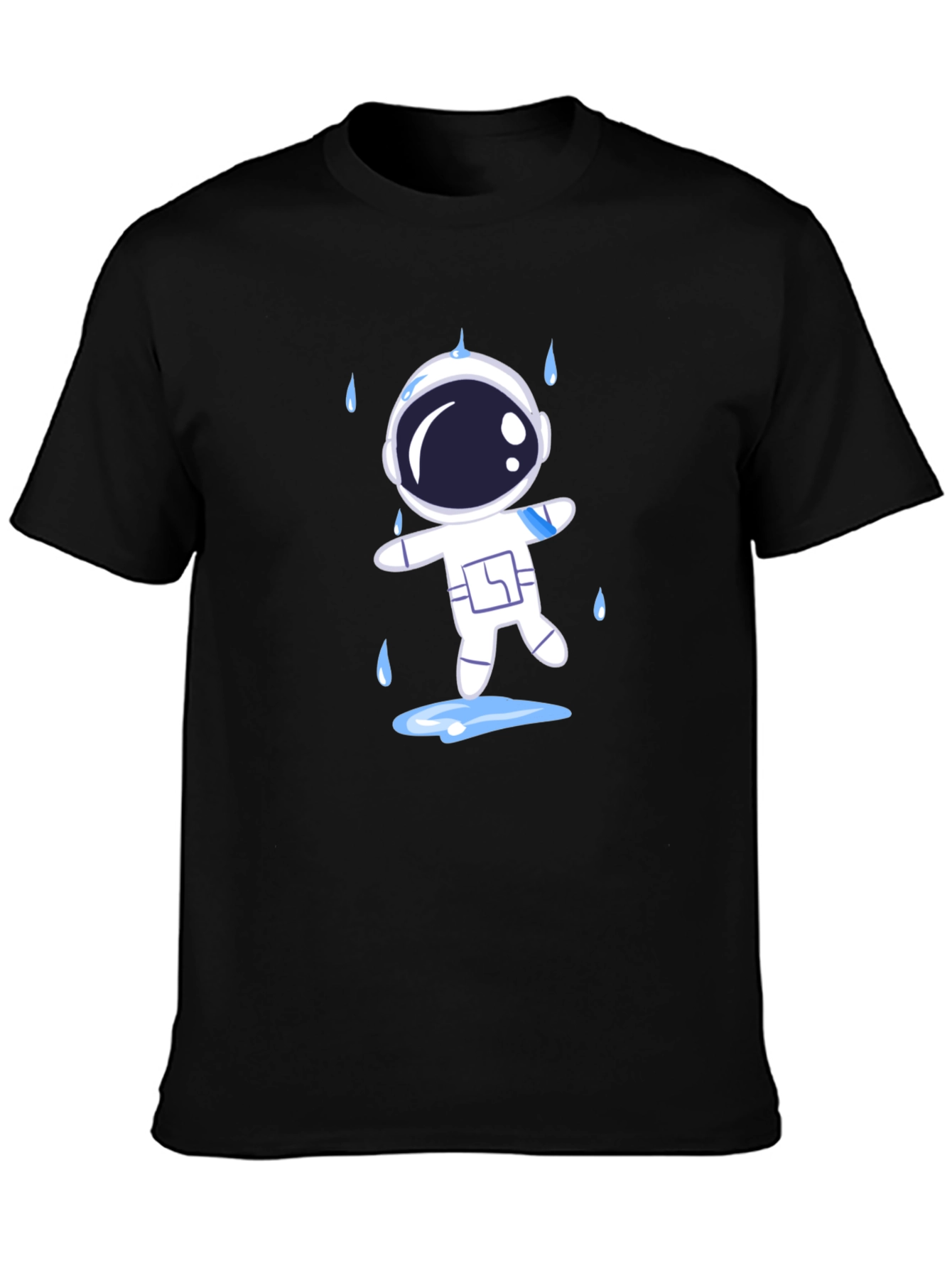 Astronaut in Rain Black T-Shirt