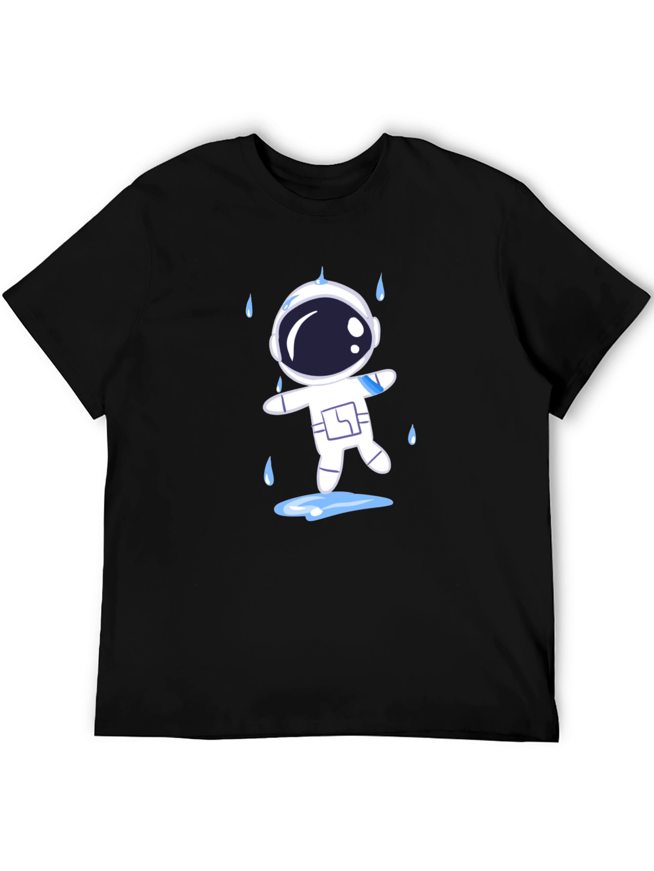 Astronaut in Rain Black T-Shirt
