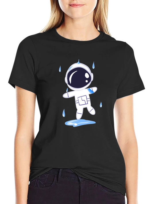 Astronaut in Rain Black T-Shirt