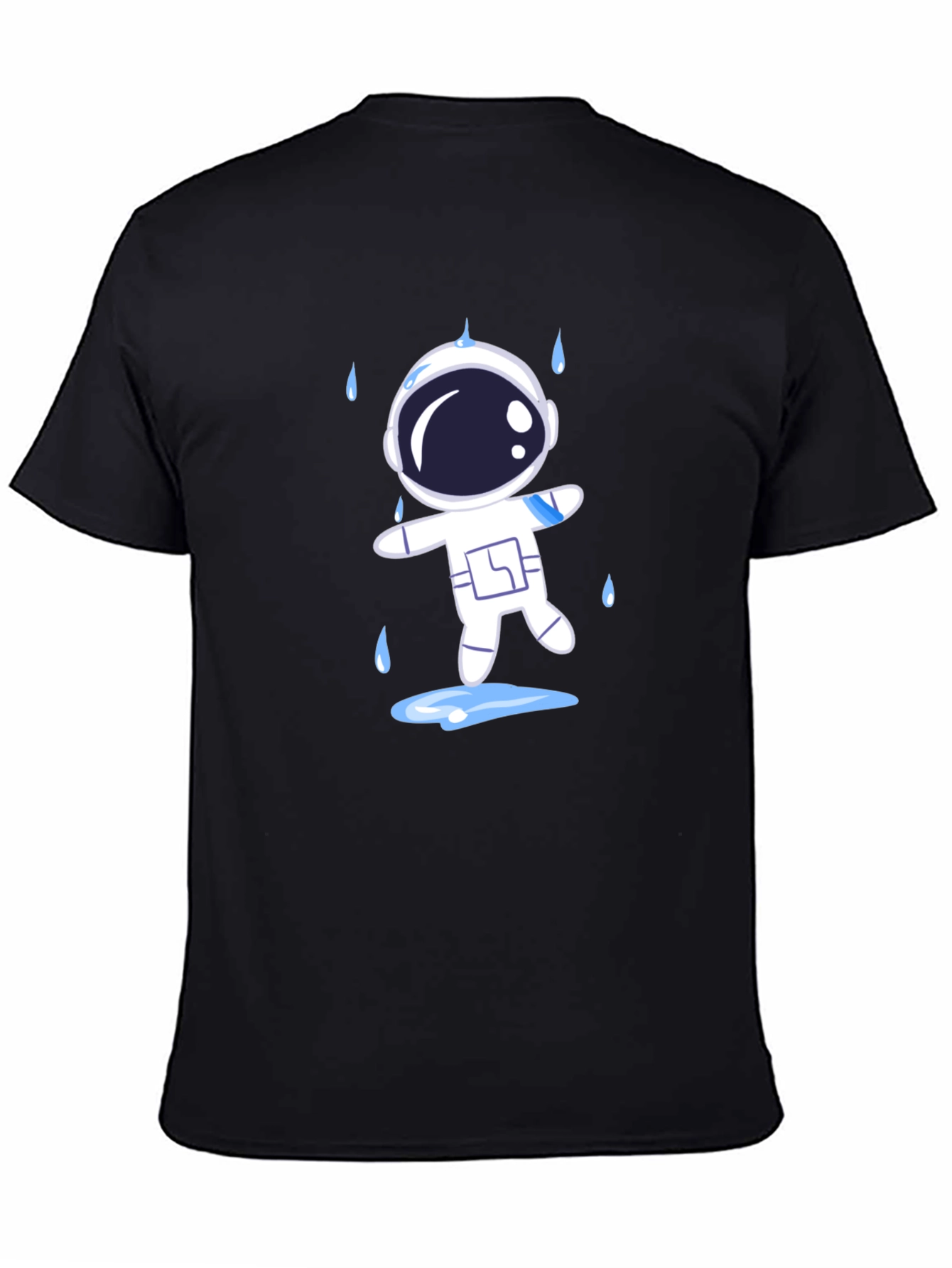 Astronaut in Rain Black T-Shirt