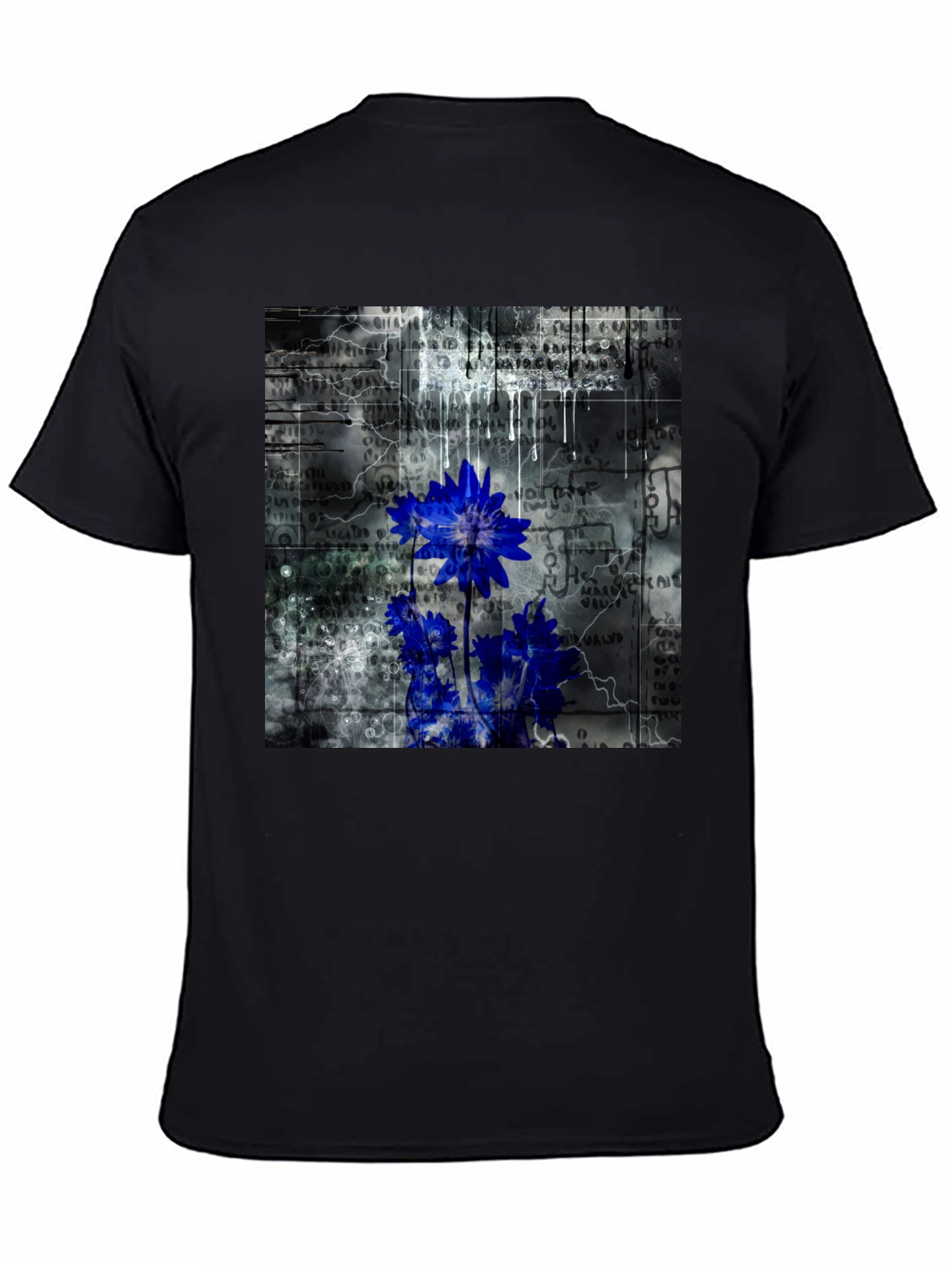 Abstract Floral Graphic T-Shirt - Black