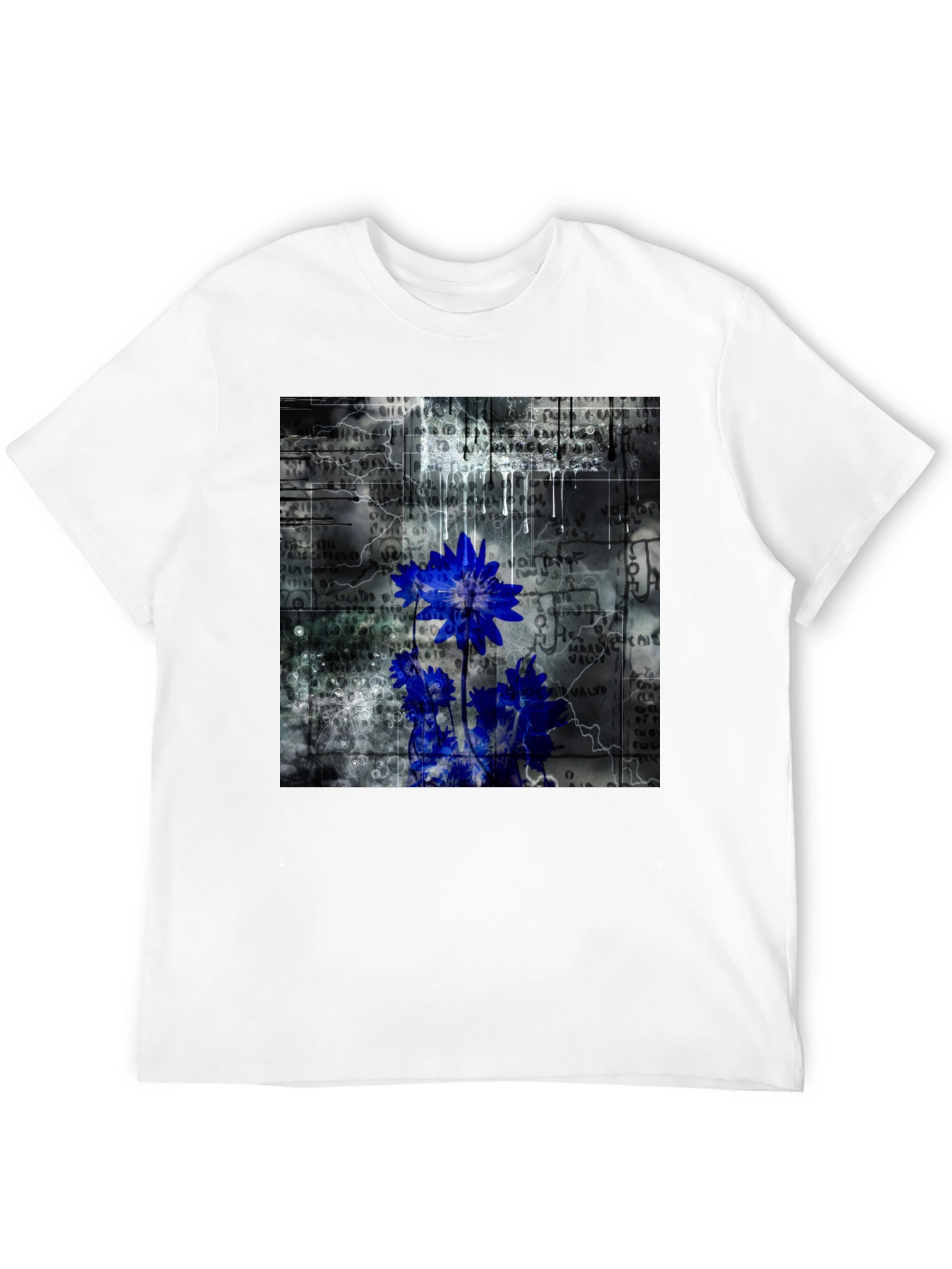 Abstract Floral Graphic T-Shirt - Black