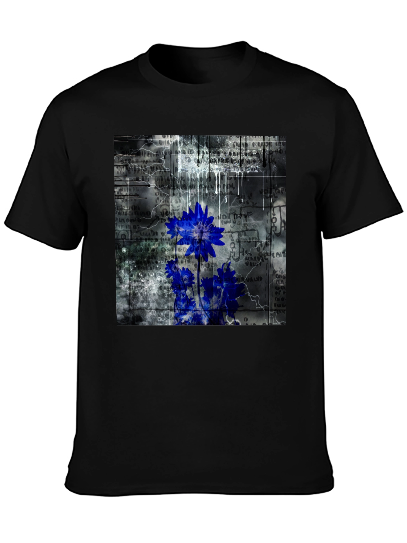 Abstract Floral Graphic T-Shirt - Black