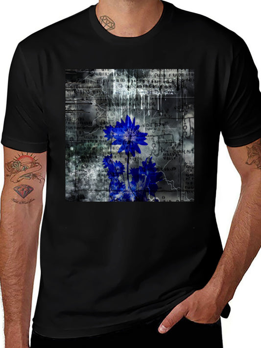 Abstract Floral Graphic T-Shirt - Black