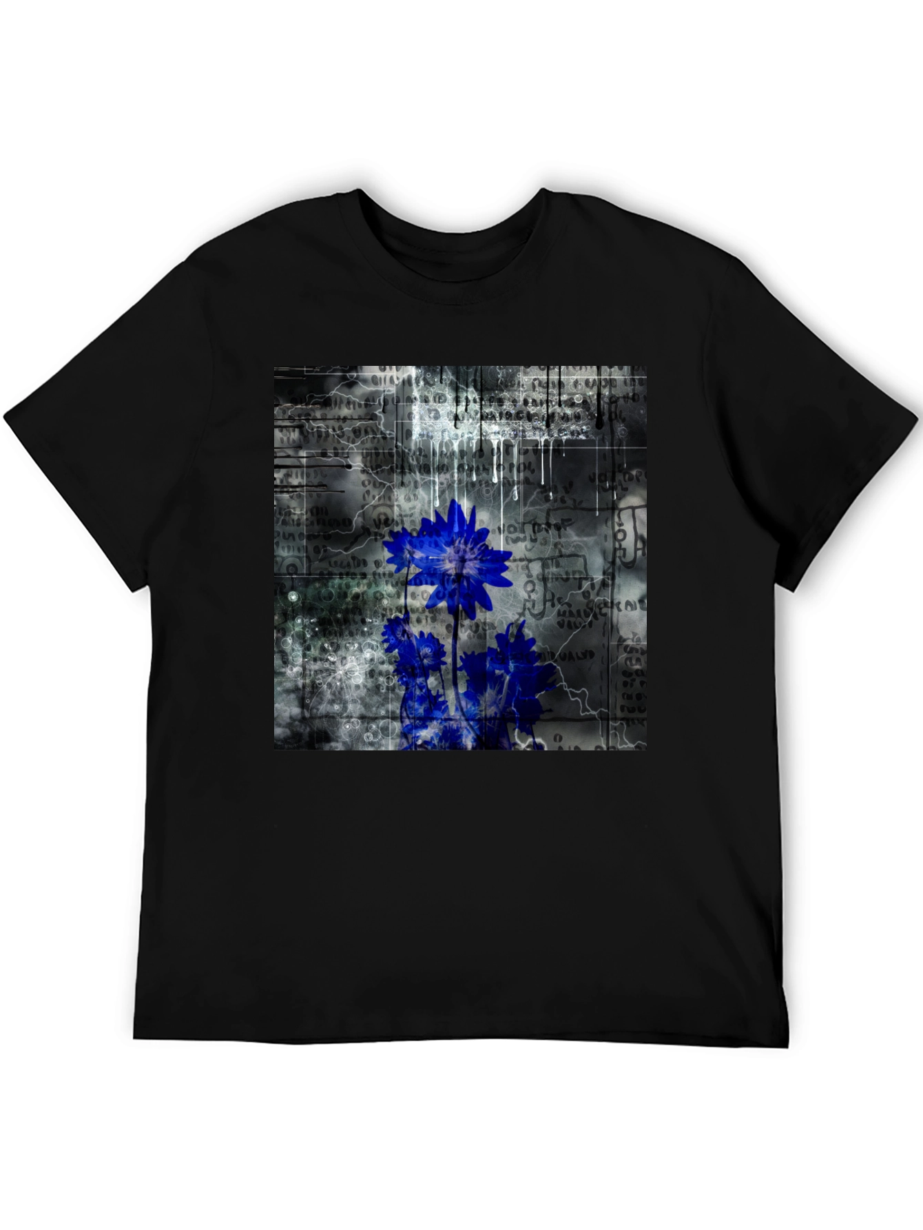 Abstract Floral Graphic T-Shirt - Black