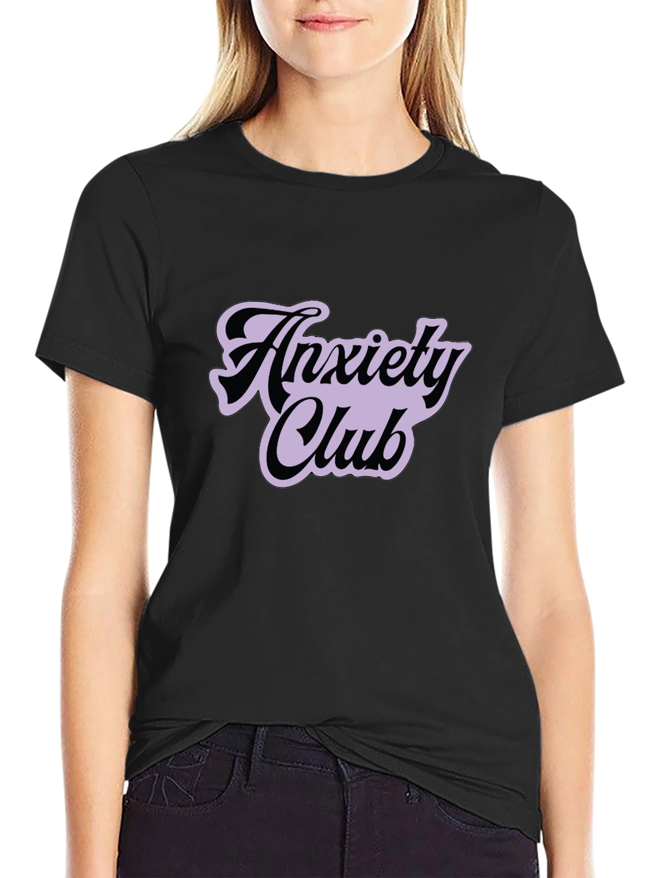 Anxiety Club Graphic Tee - Black Casual T-Shirt