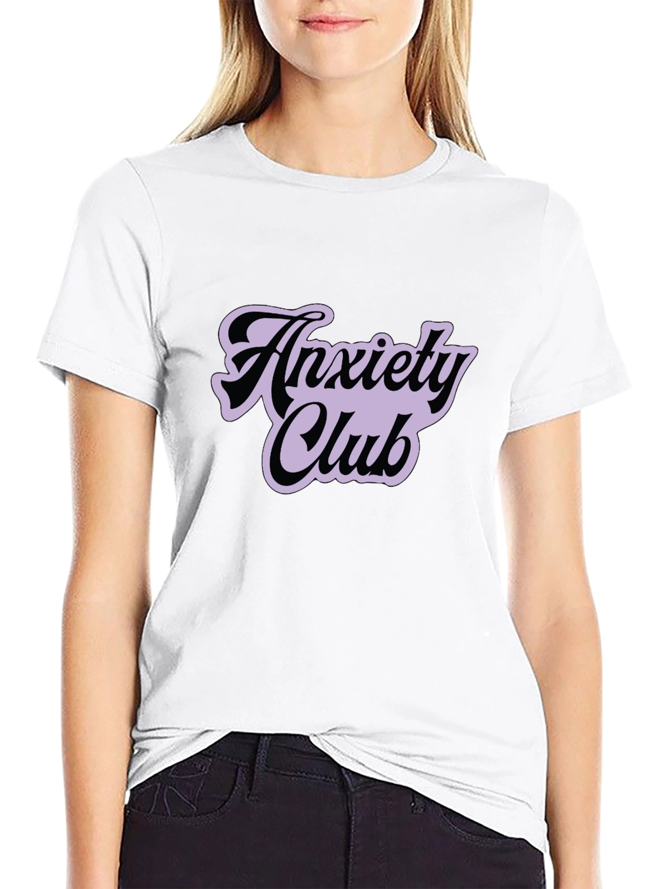 Anxiety Club Graphic Tee - Black Casual T-Shirt