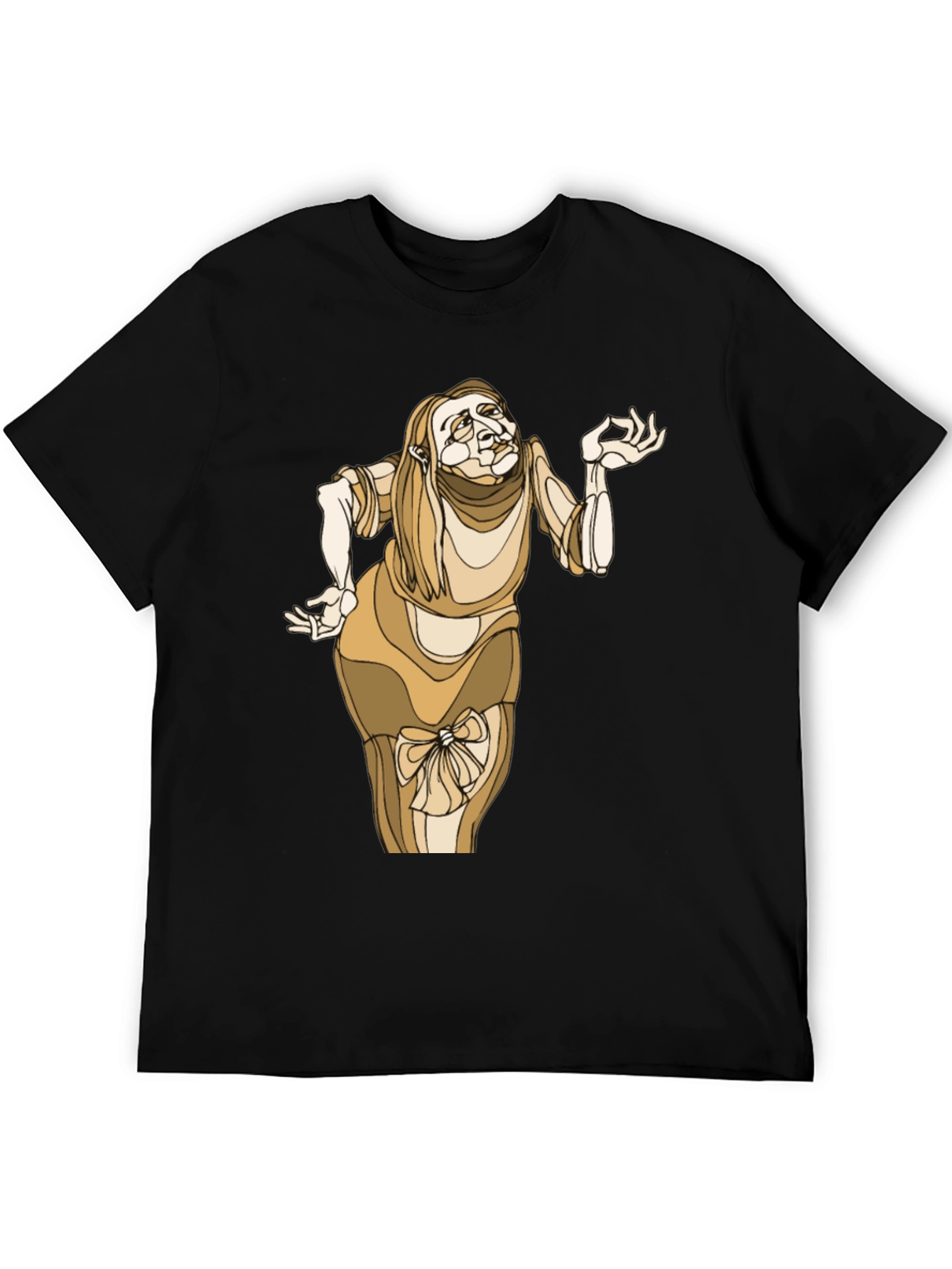 Unique Cartoon Lady Graphic Black Tee