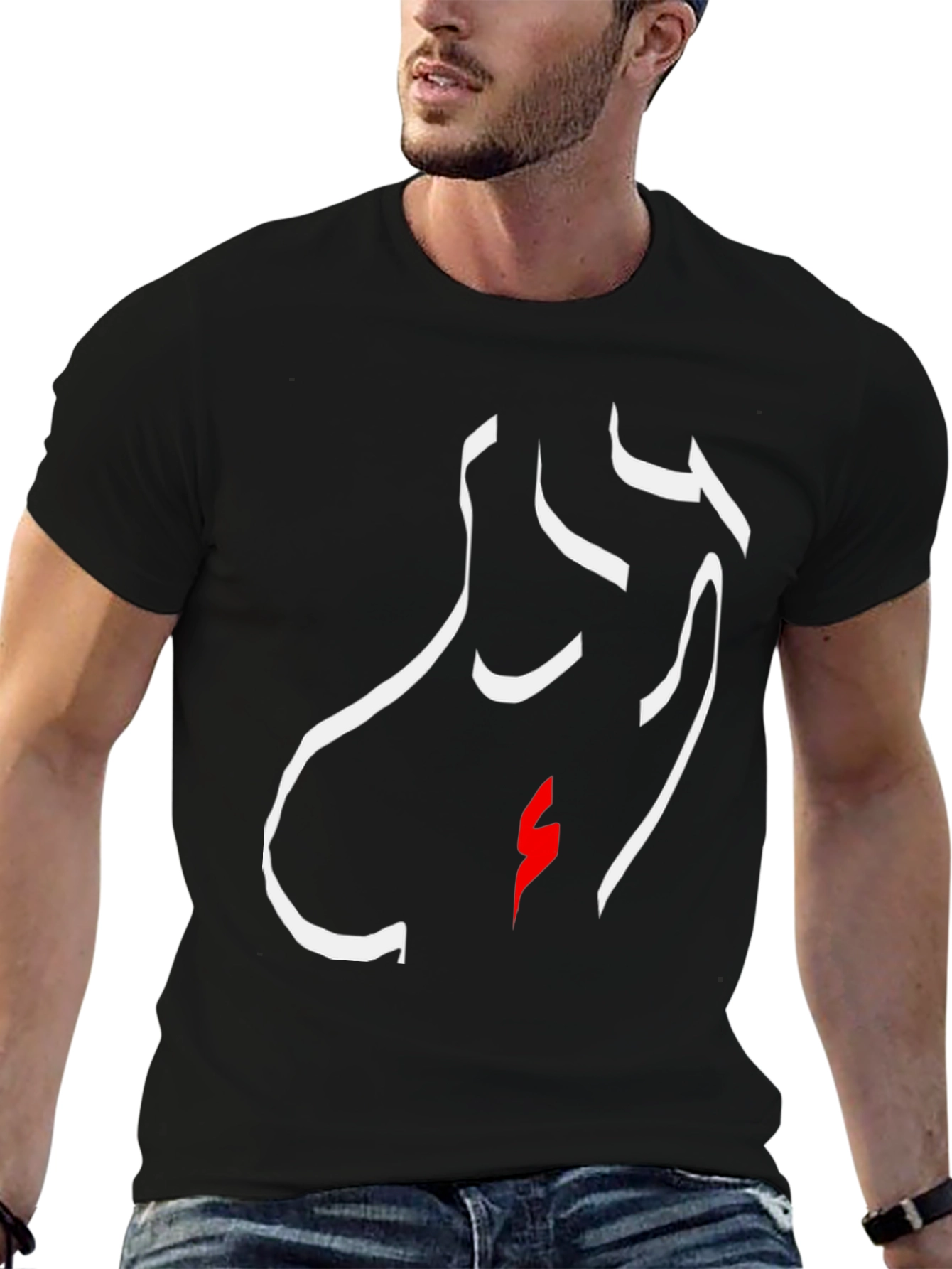 Abstract Face Black T-Shirt - Unique Graphic Tee