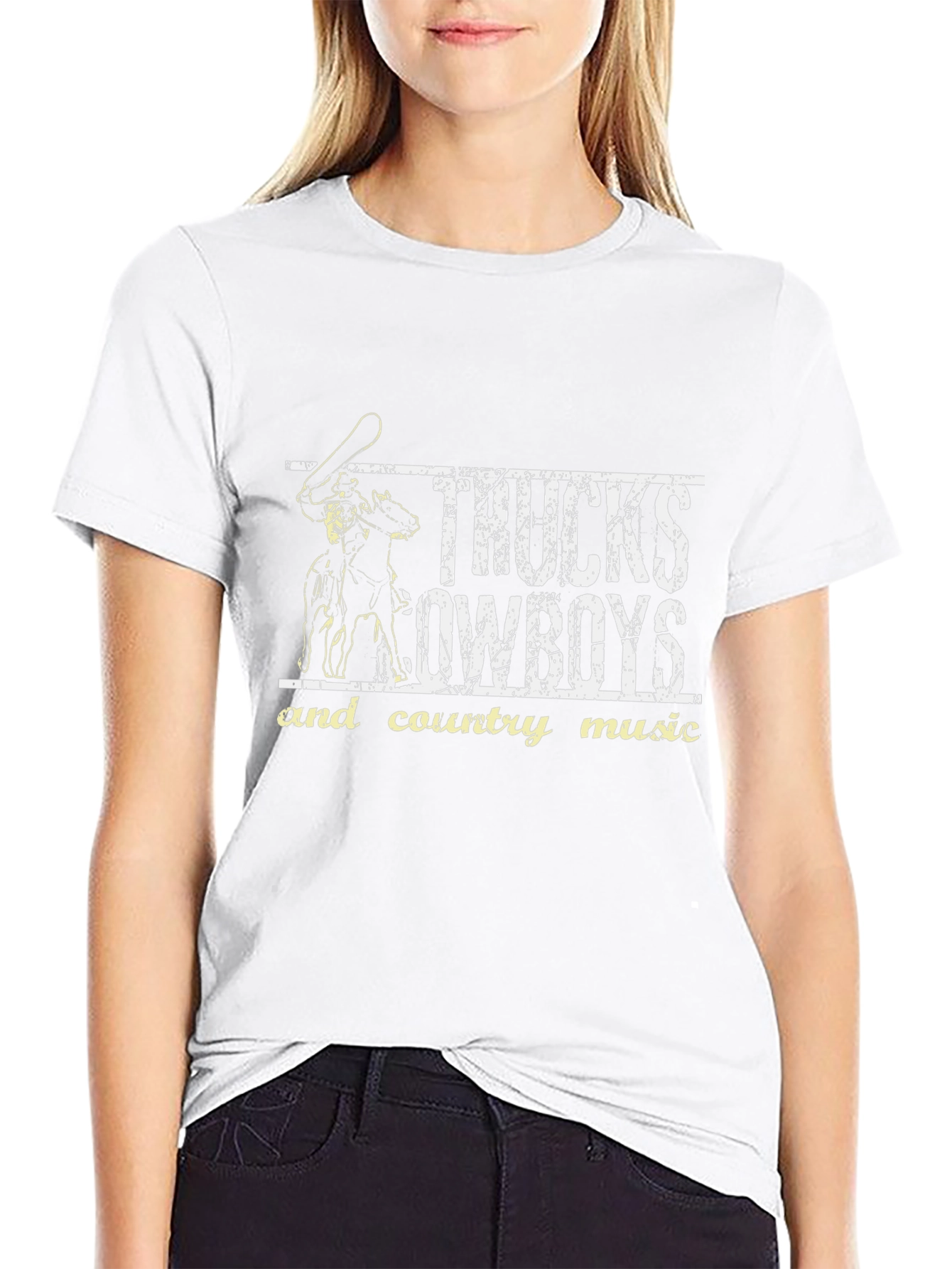 Trucks Cowboys Country Music Black Graphic Tee