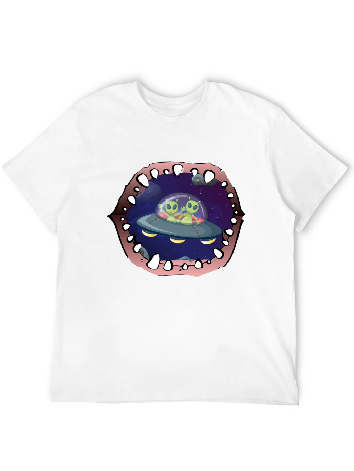 Alien Abduction T-Shirt Black Cotton Crew Neck