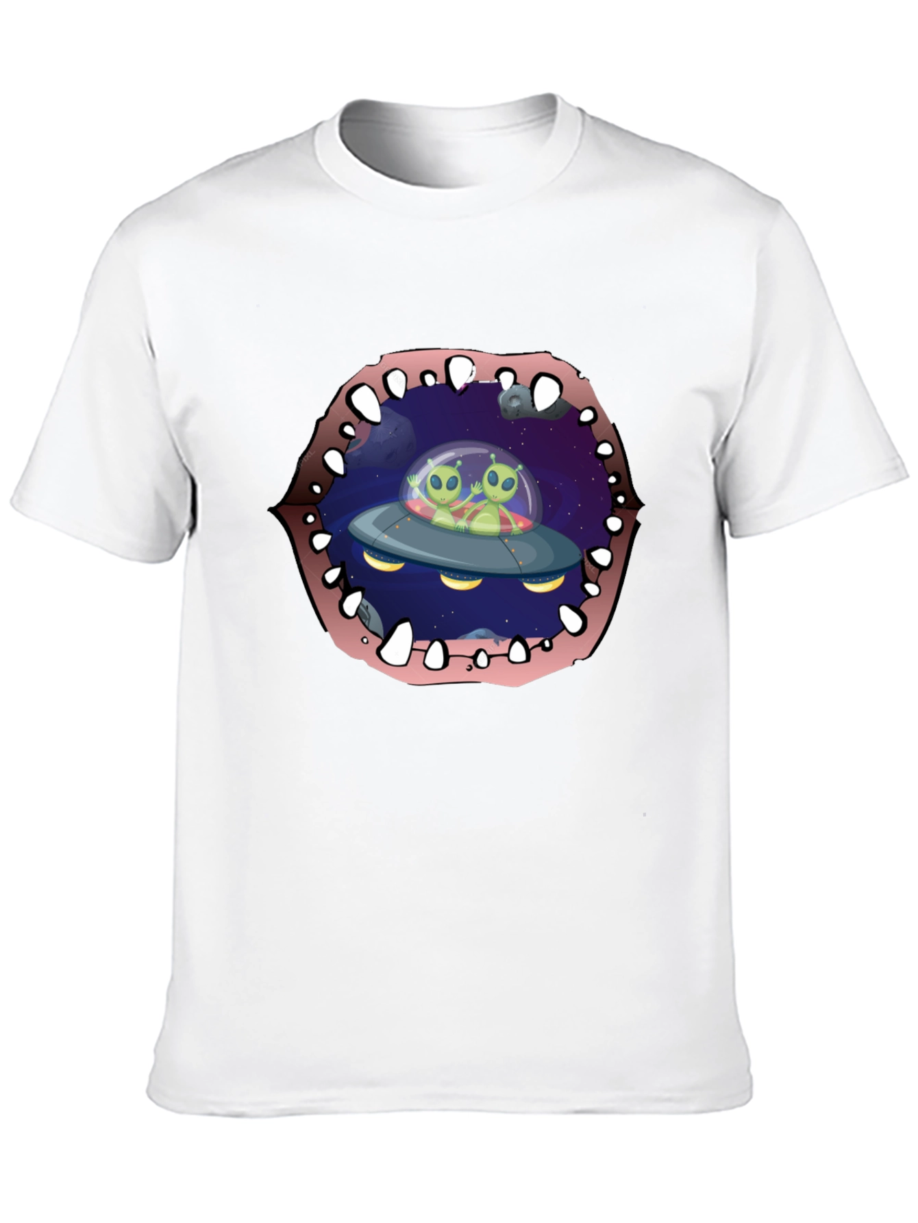 Alien Abduction T-Shirt Black Cotton Crew Neck