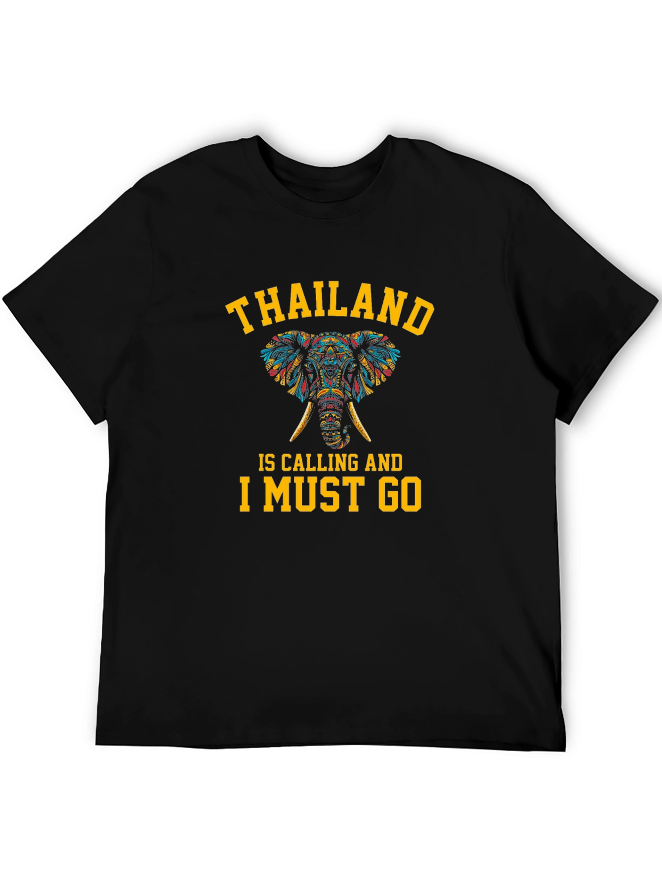 Thailand Calling Elephant Graphic T-Shirt - Black