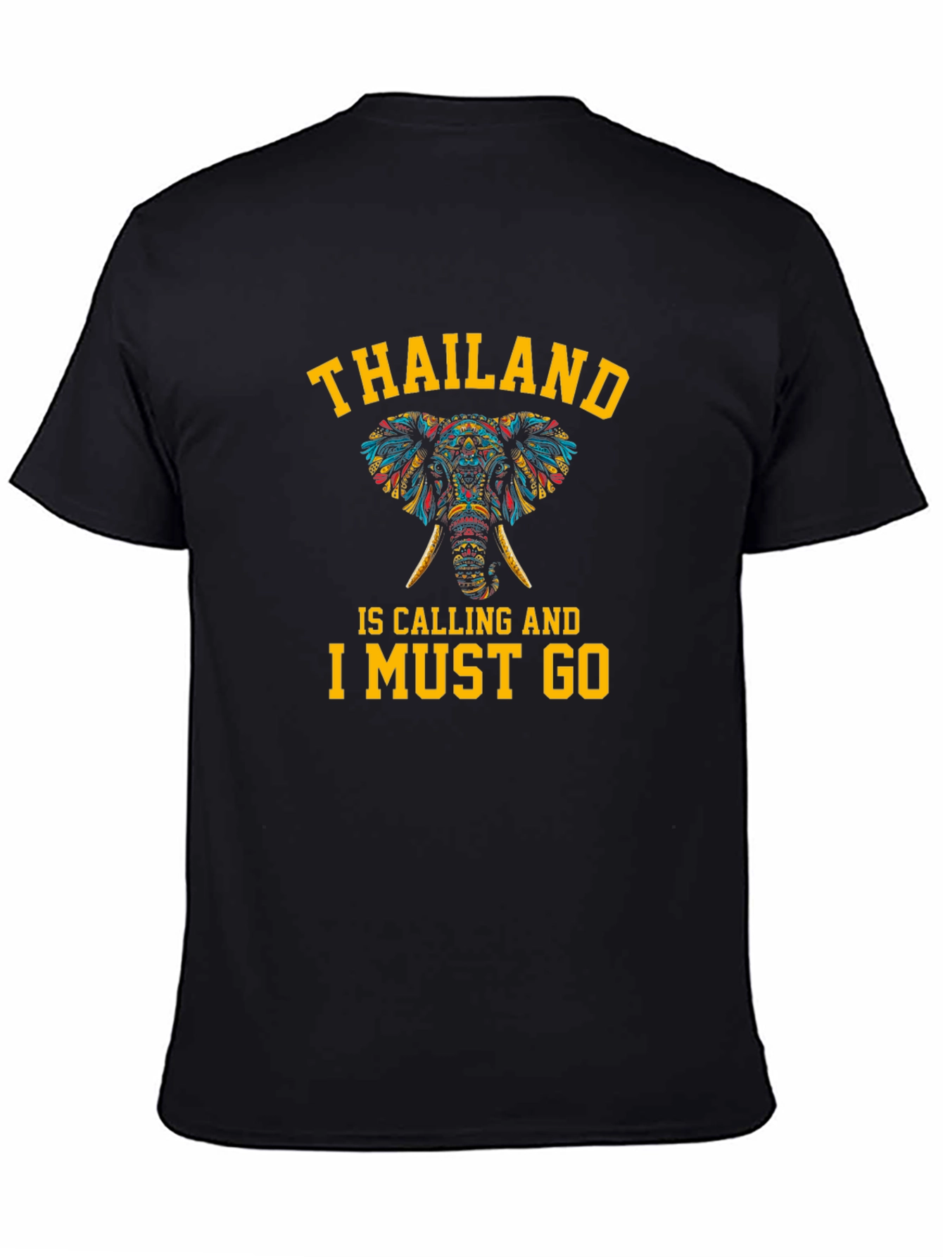 Thailand Calling Elephant Graphic T-Shirt - Black