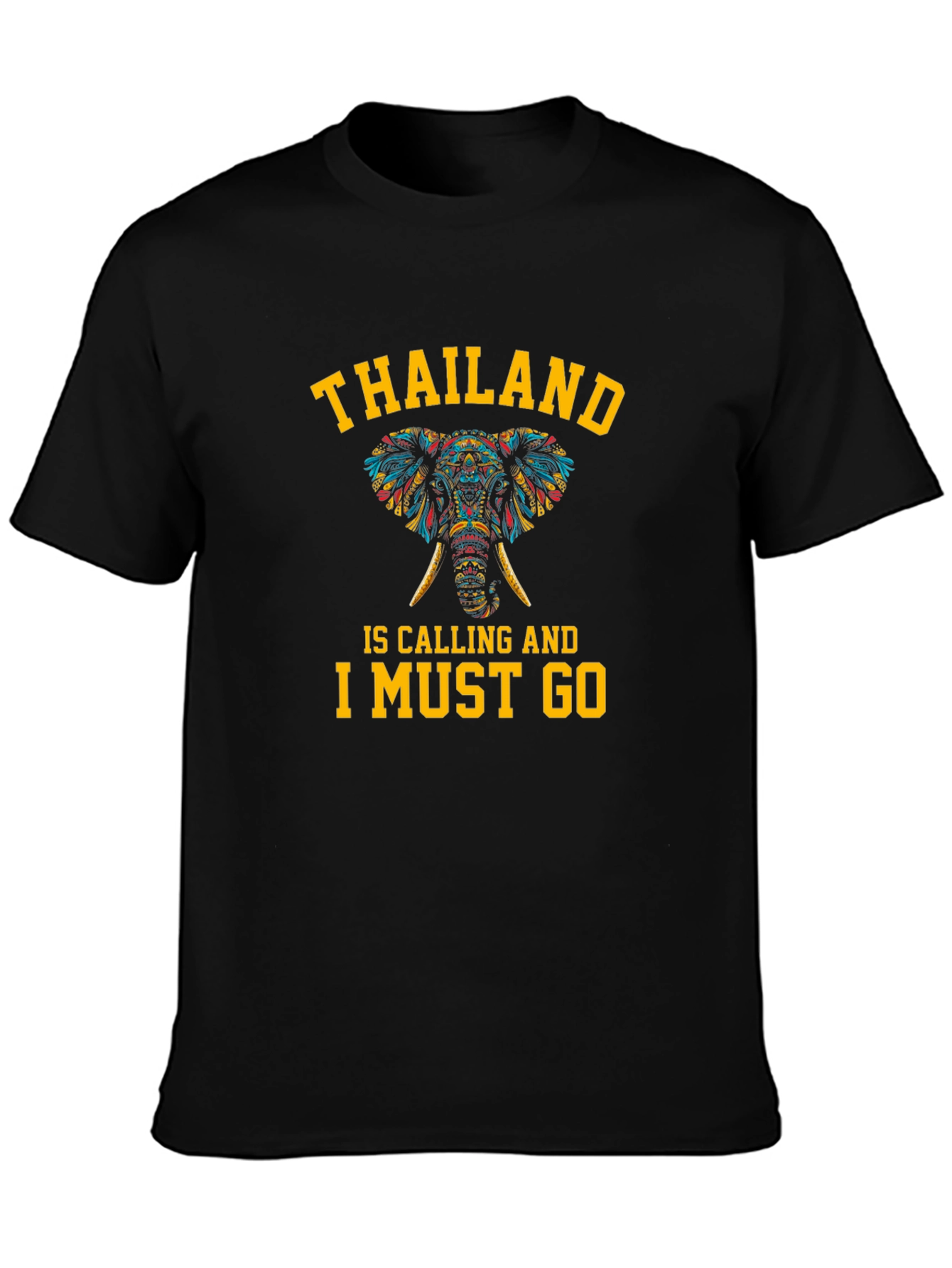 Thailand Calling Elephant Graphic T-Shirt - Black