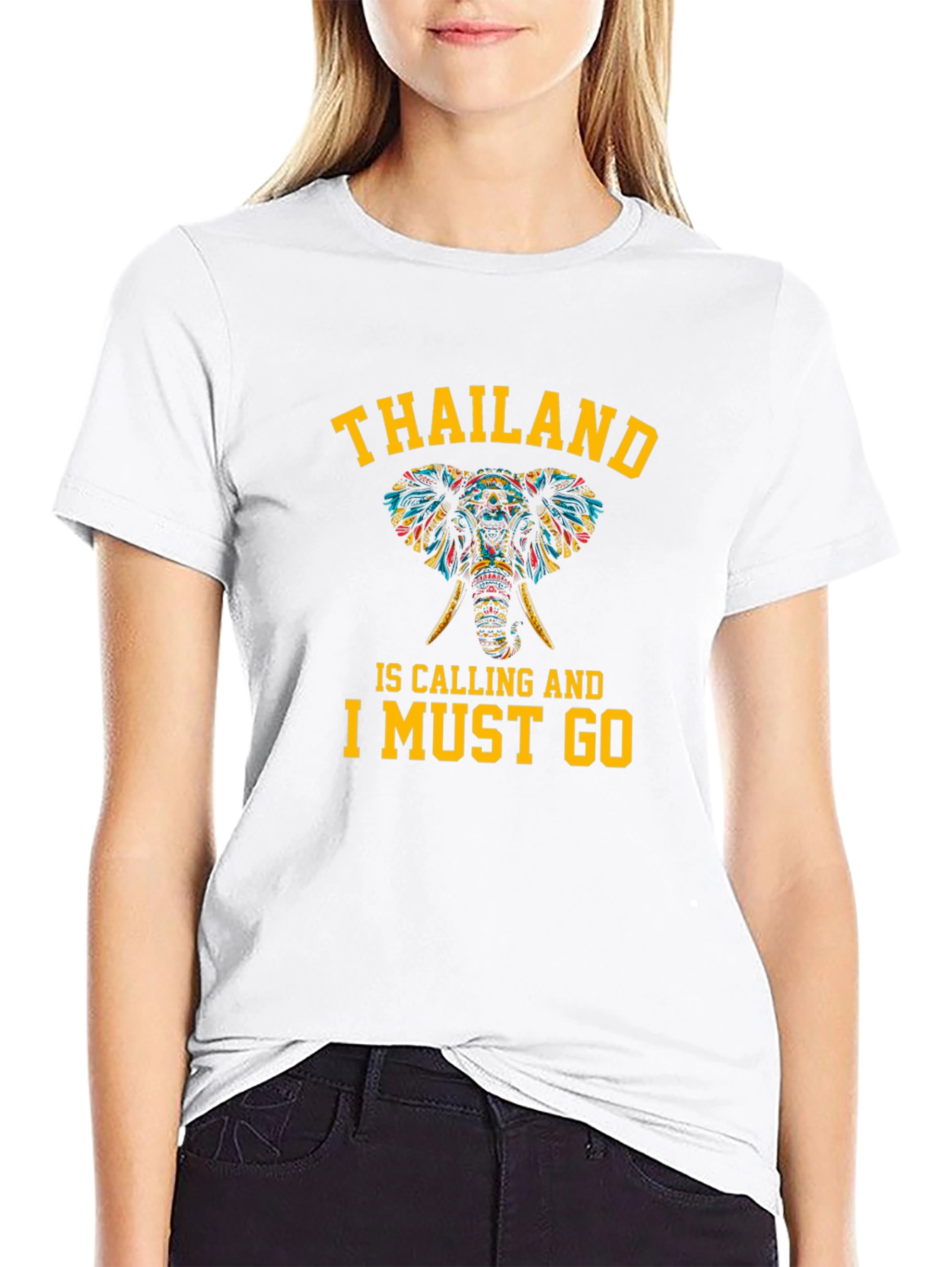 Thailand Calling Elephant Graphic T-Shirt - Black