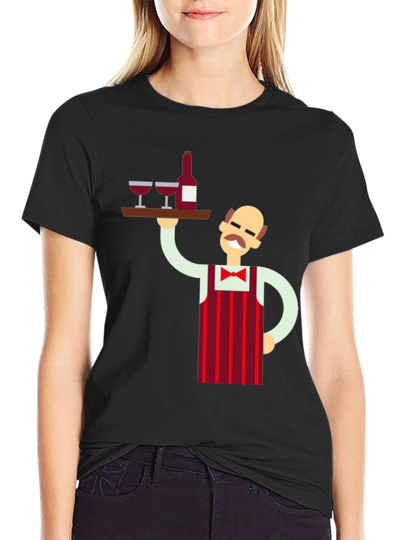 Waiter Graphic Tee - Novelty Black T-Shirt