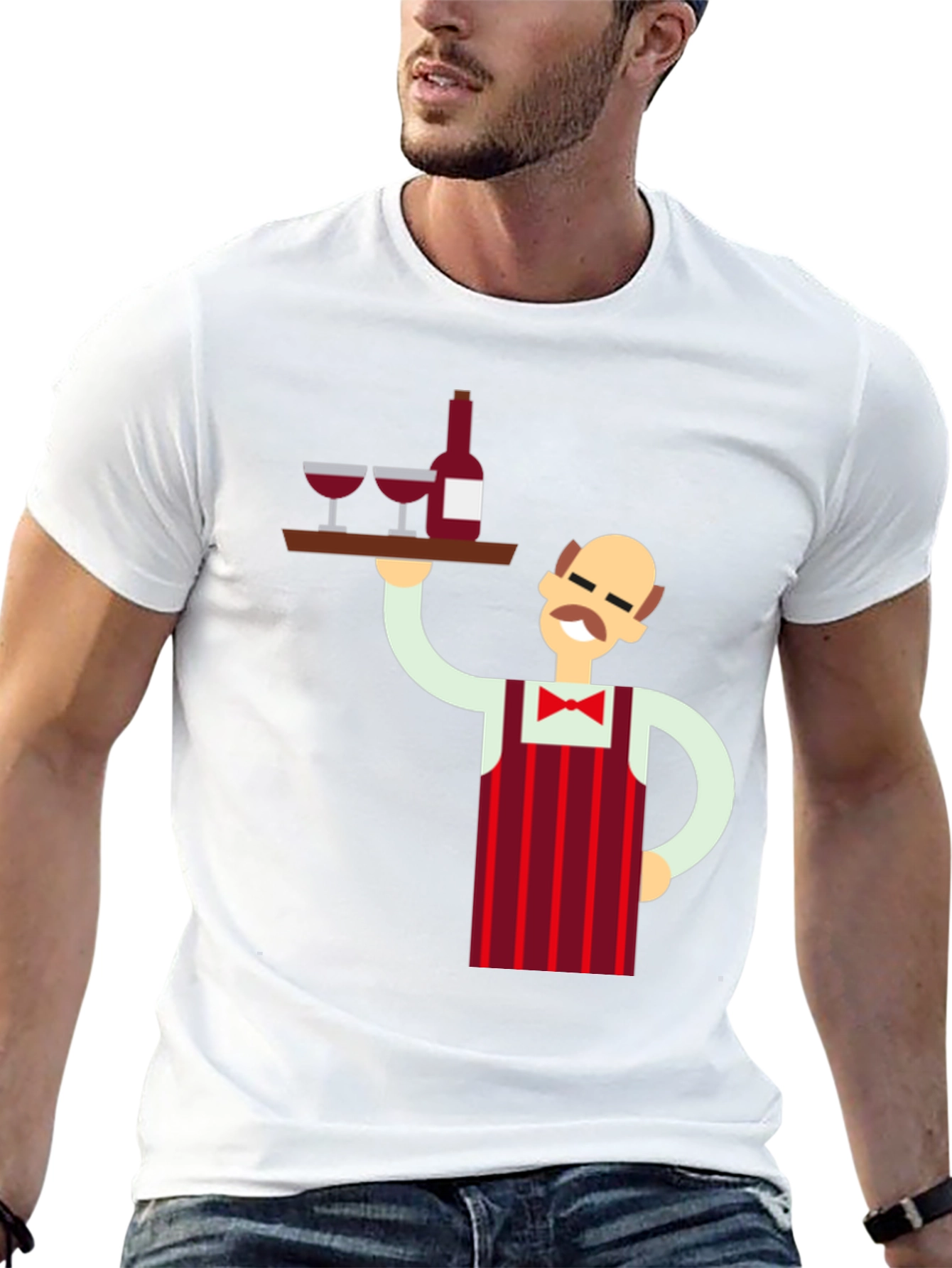Waiter Graphic Tee - Novelty Black T-Shirt