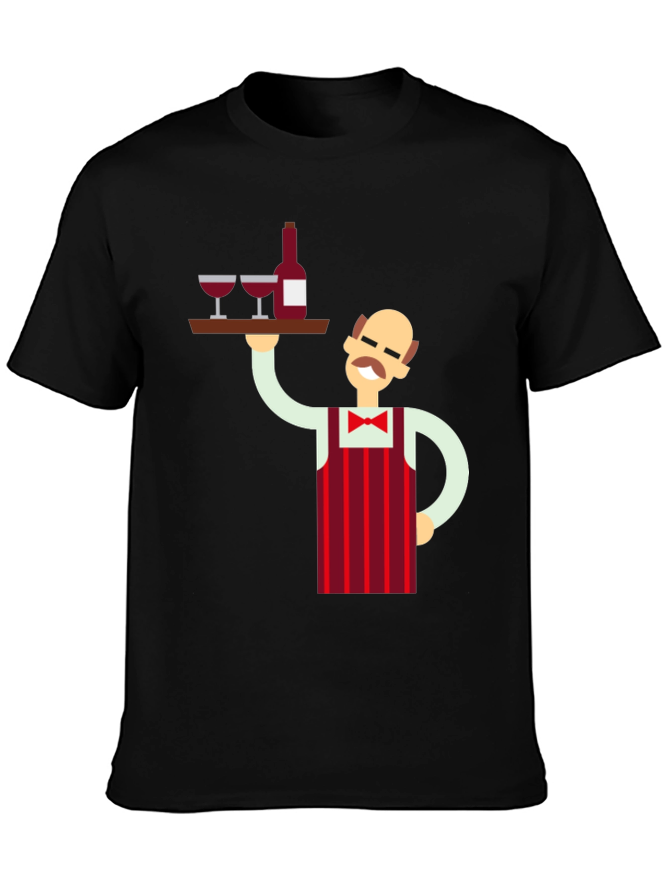 Waiter Graphic Tee - Novelty Black T-Shirt