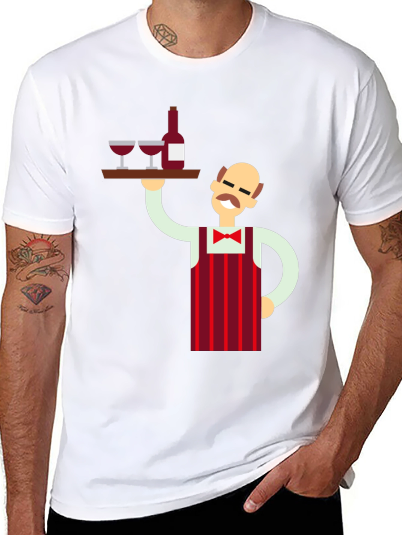 Waiter Graphic Tee - Novelty Black T-Shirt