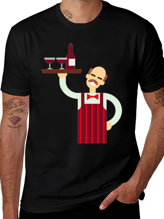 Waiter Graphic Tee - Novelty Black T-Shirt