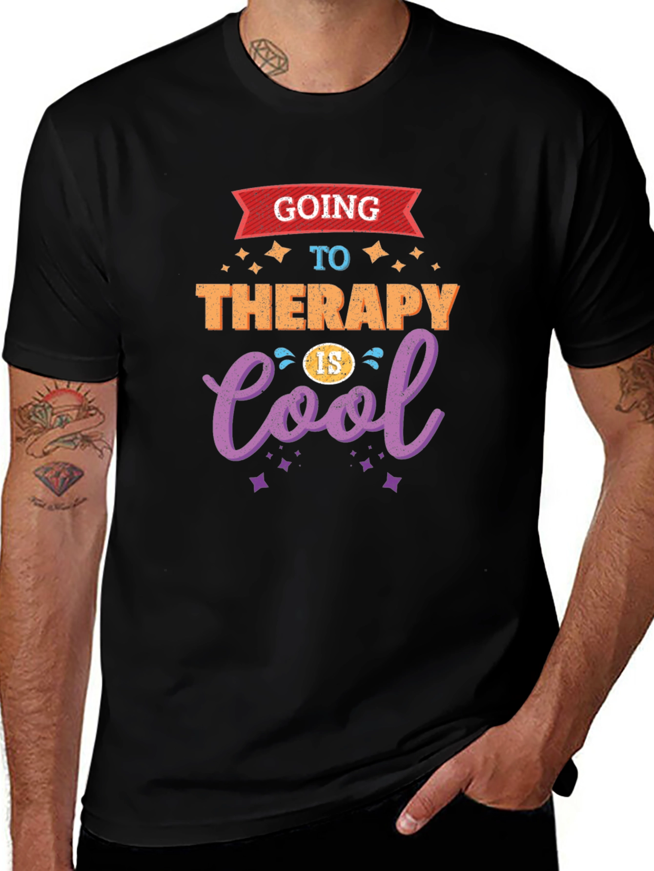 Therapy Is Cool Black T-Shirt
