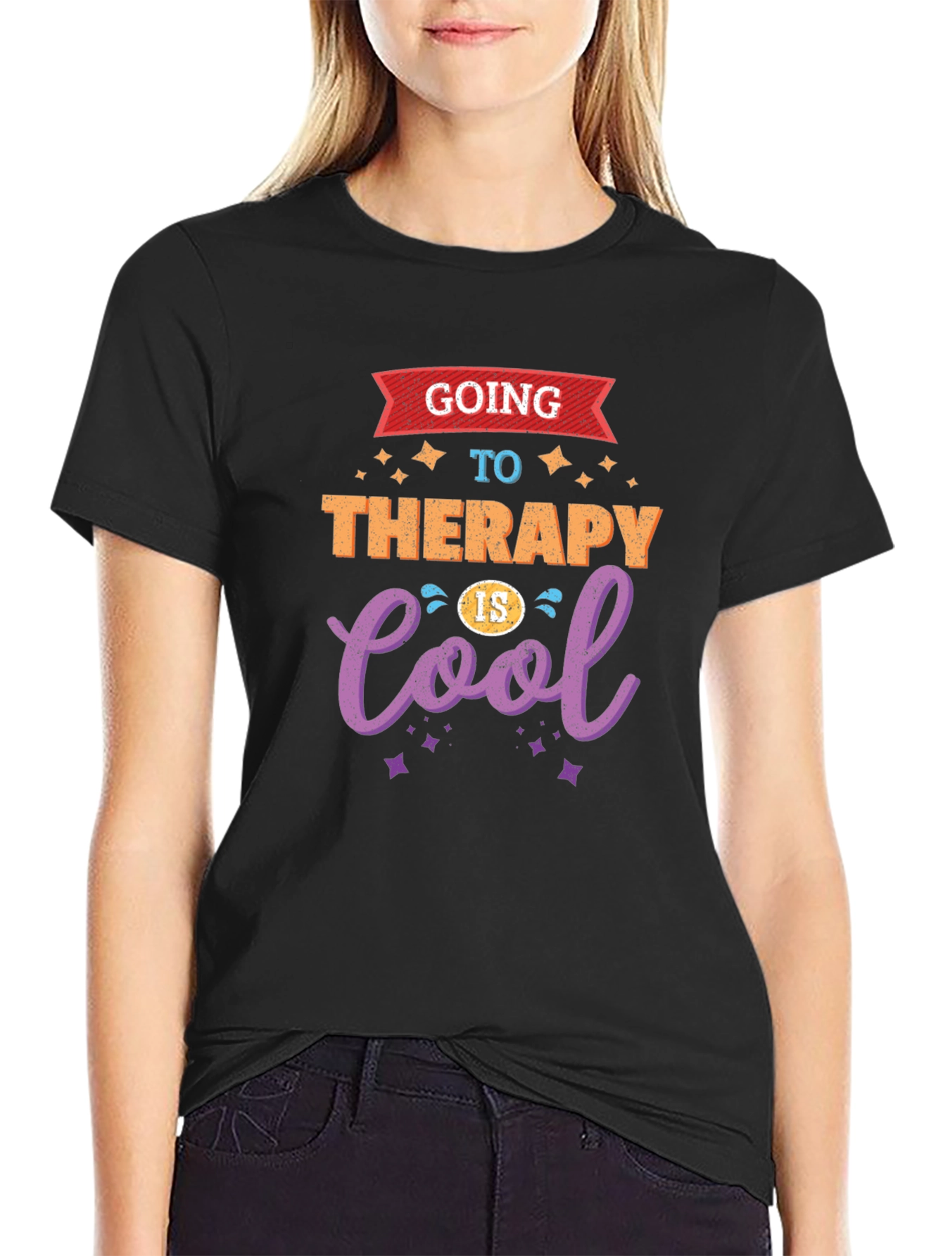 Therapy Is Cool Black T-Shirt