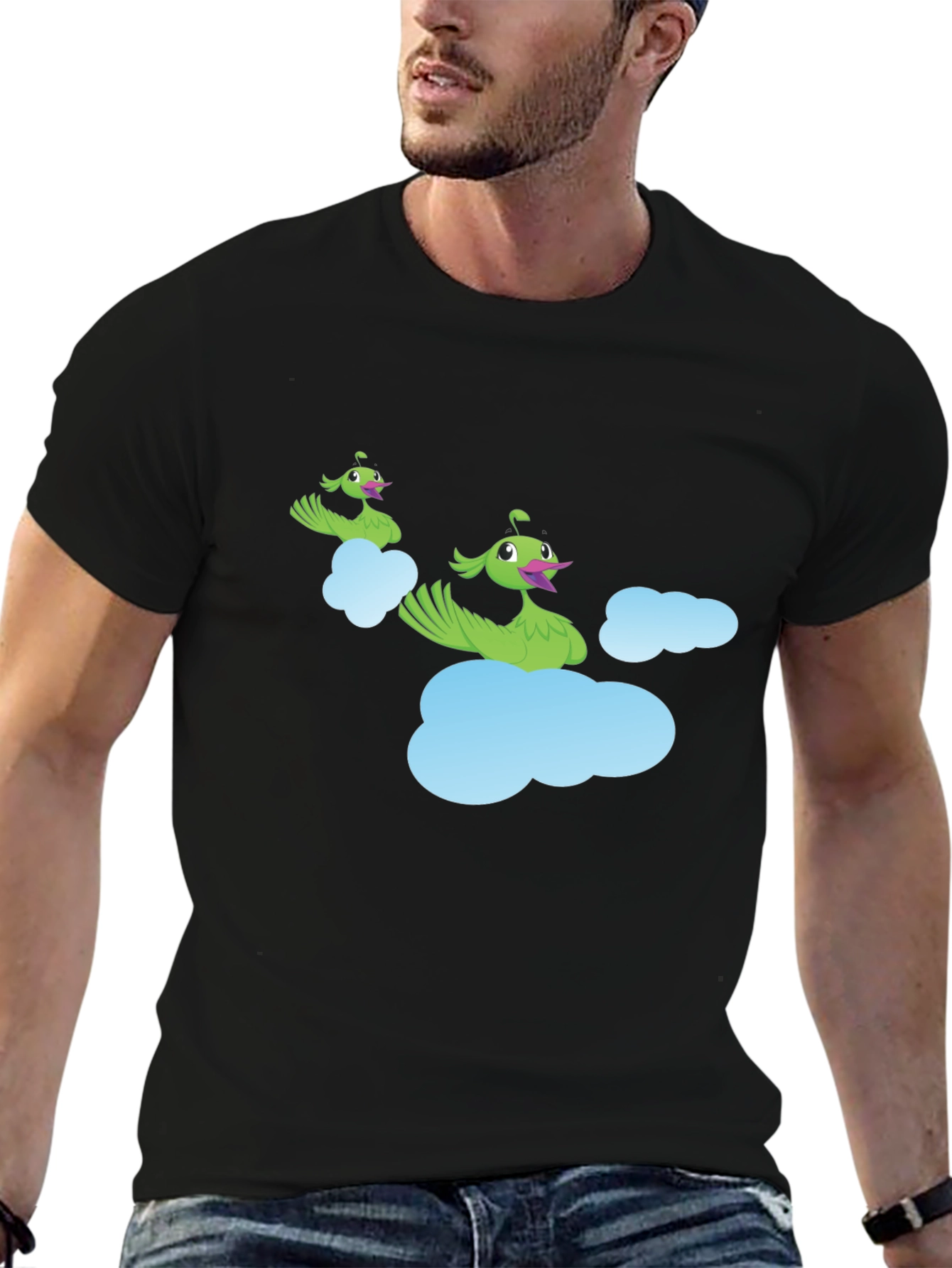 Whimsical Cloud Peacock Graphic Tee