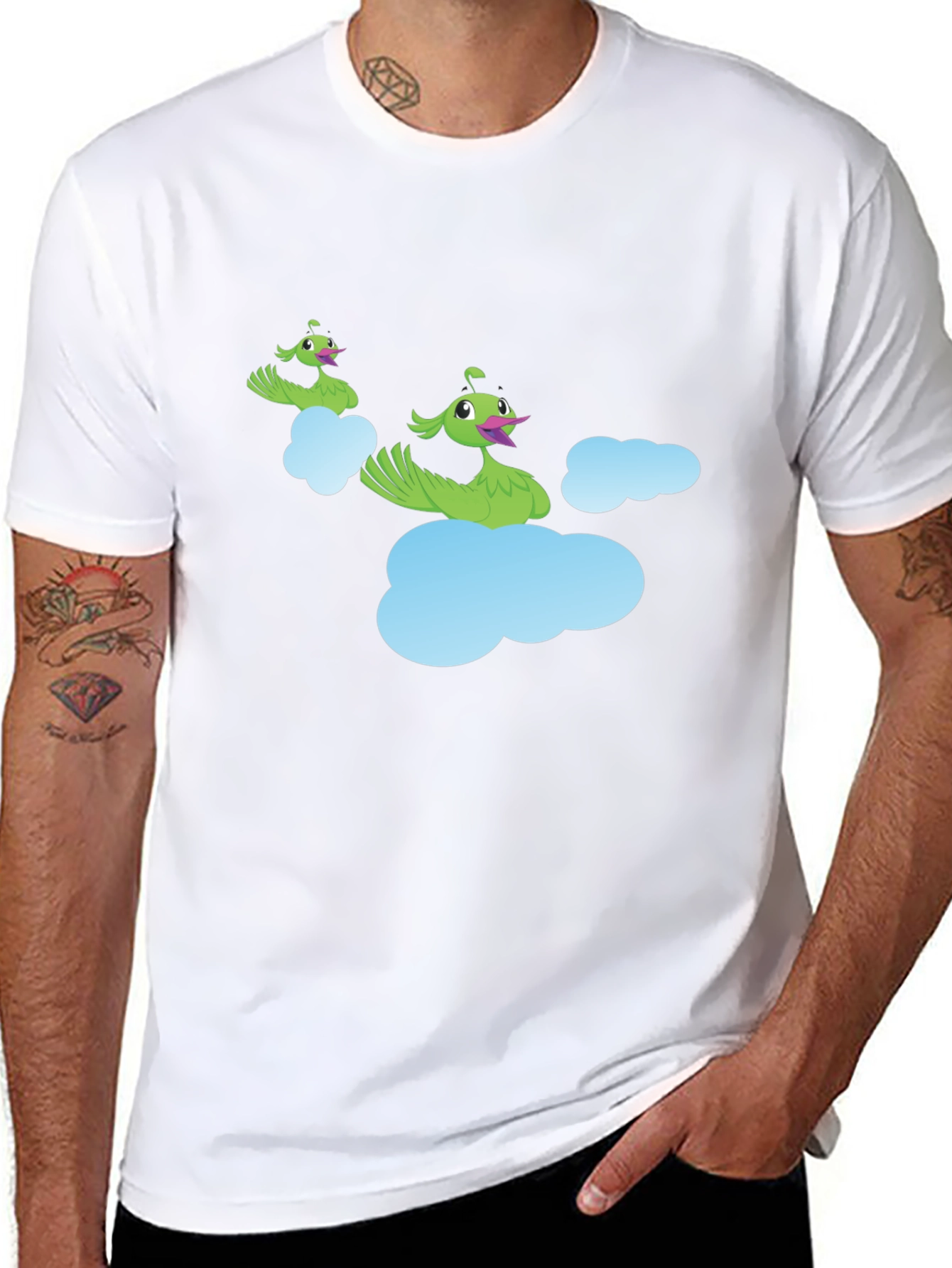 Whimsical Cloud Peacock Graphic Tee