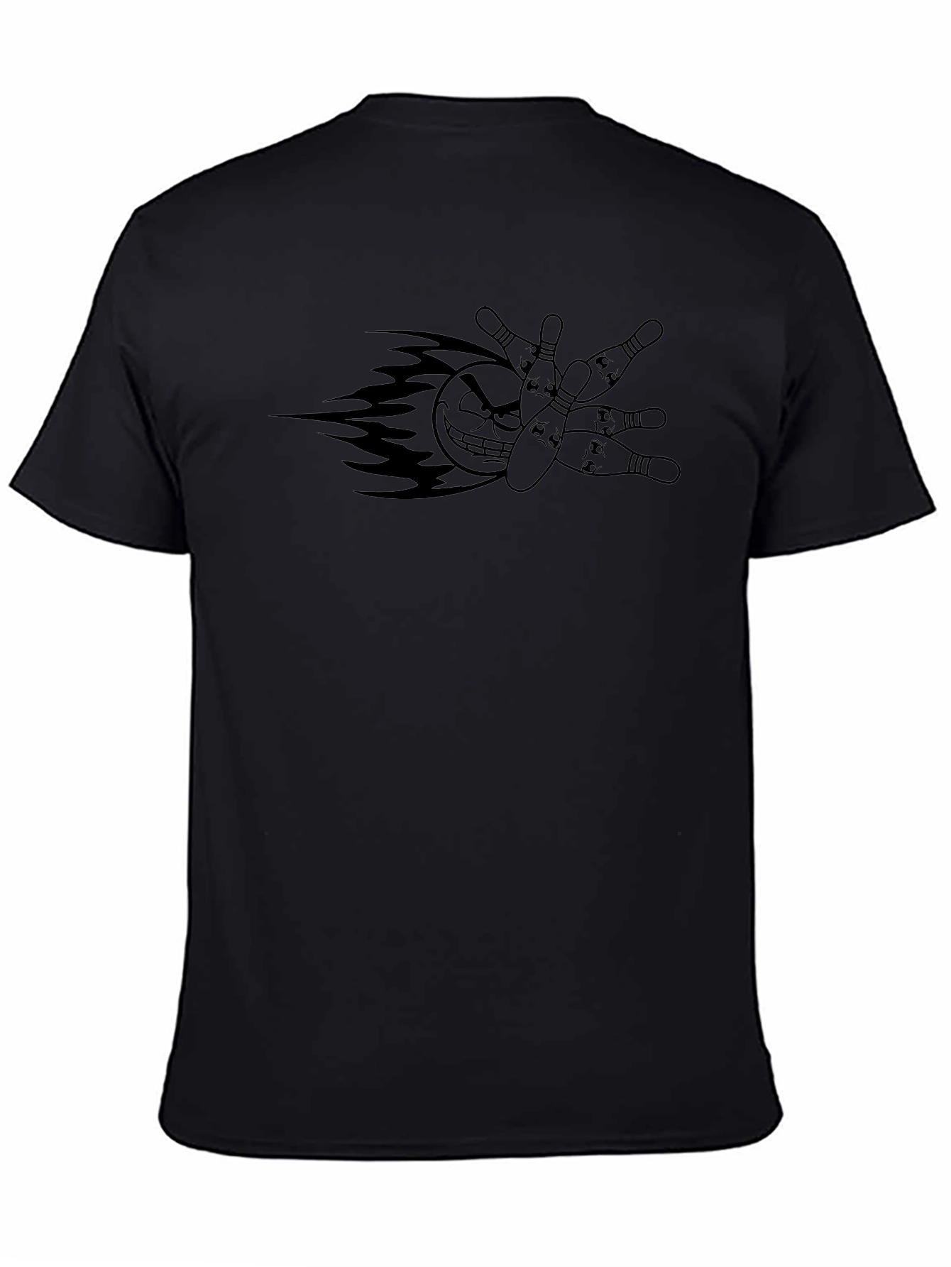 Bowling Strike T-Shirt - Flaming Ball & Pins Graphic
