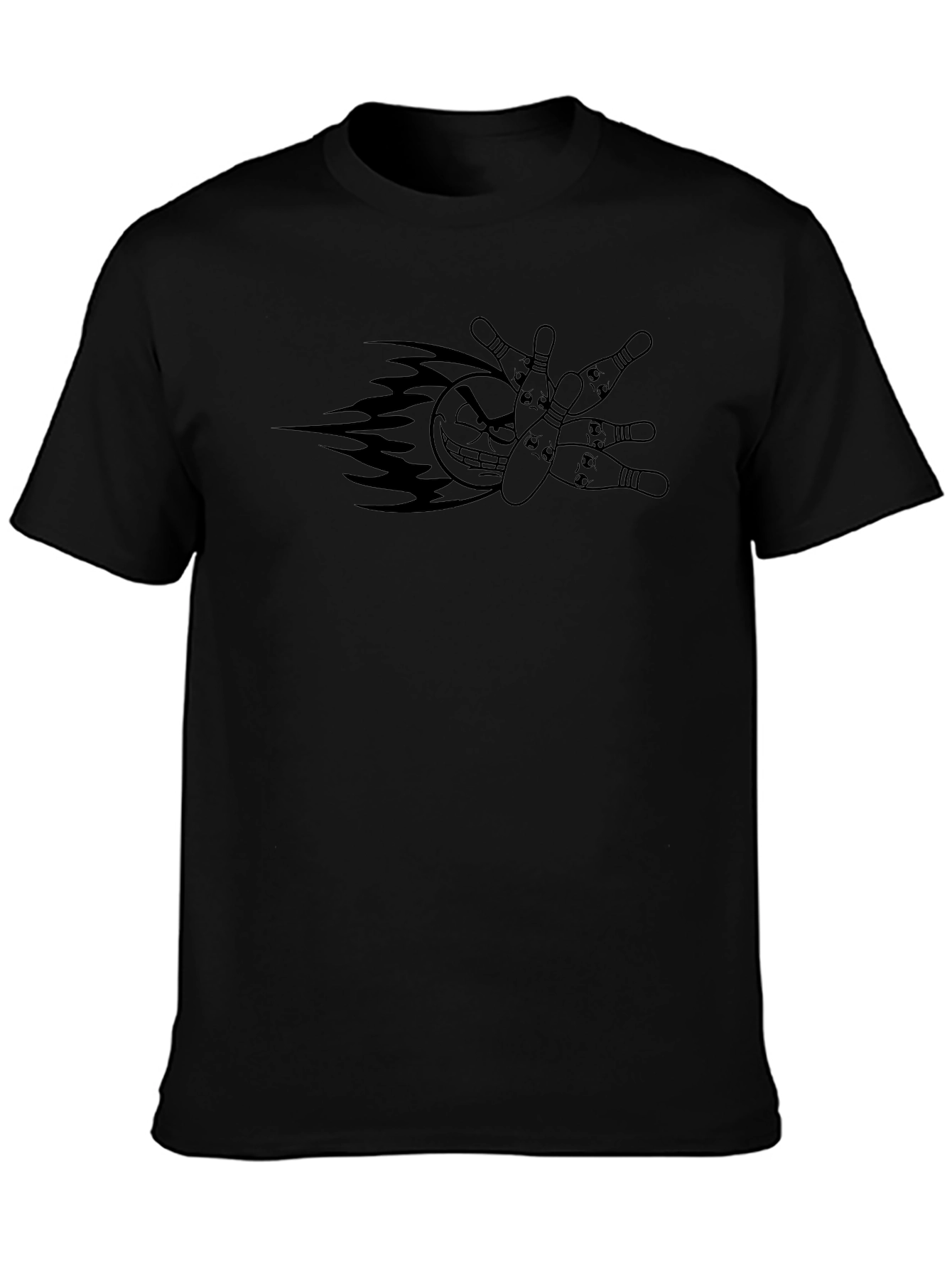Bowling Strike T-Shirt - Flaming Ball & Pins Graphic