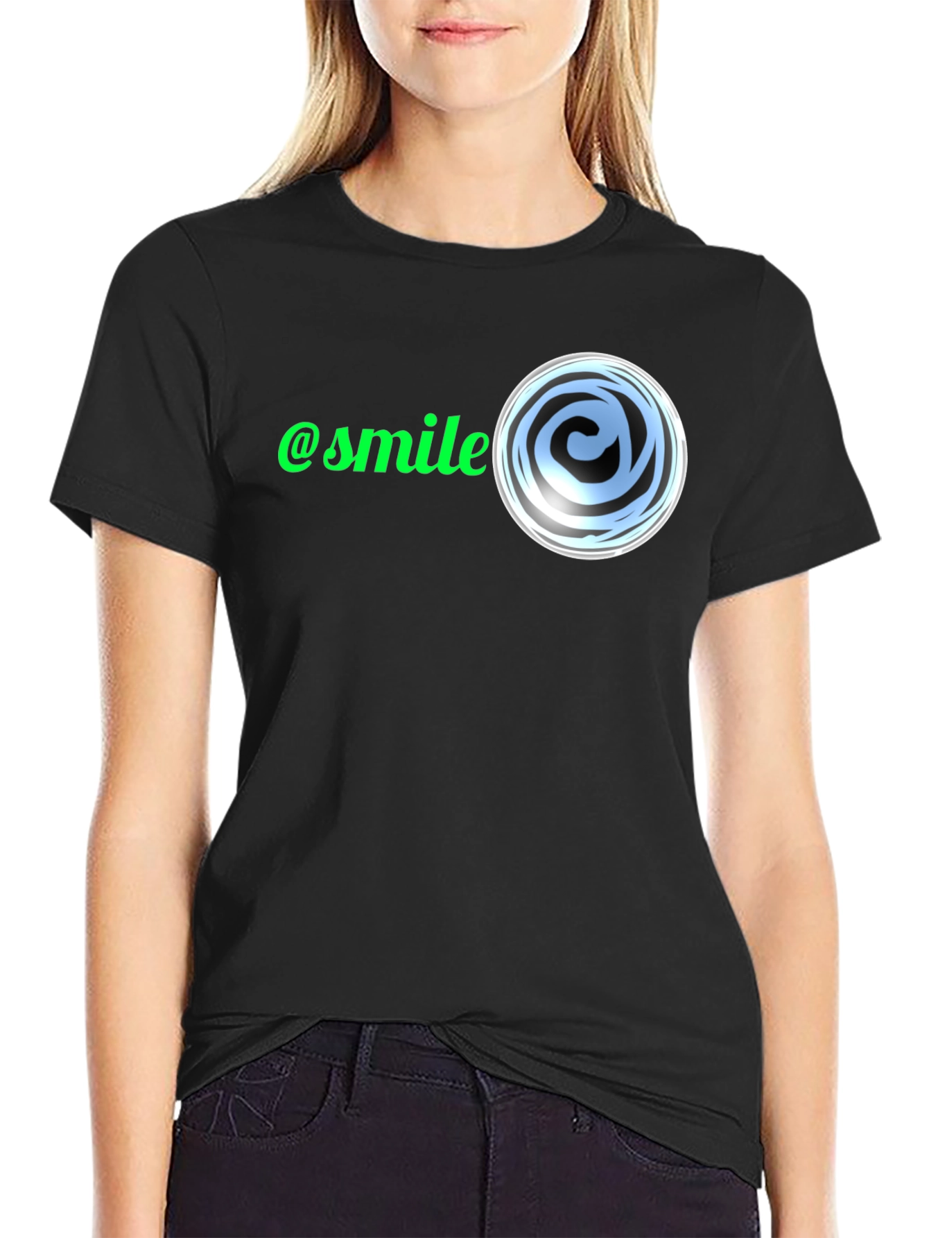 @smile Graphic Black T-Shirt - Trendy Casual Wear