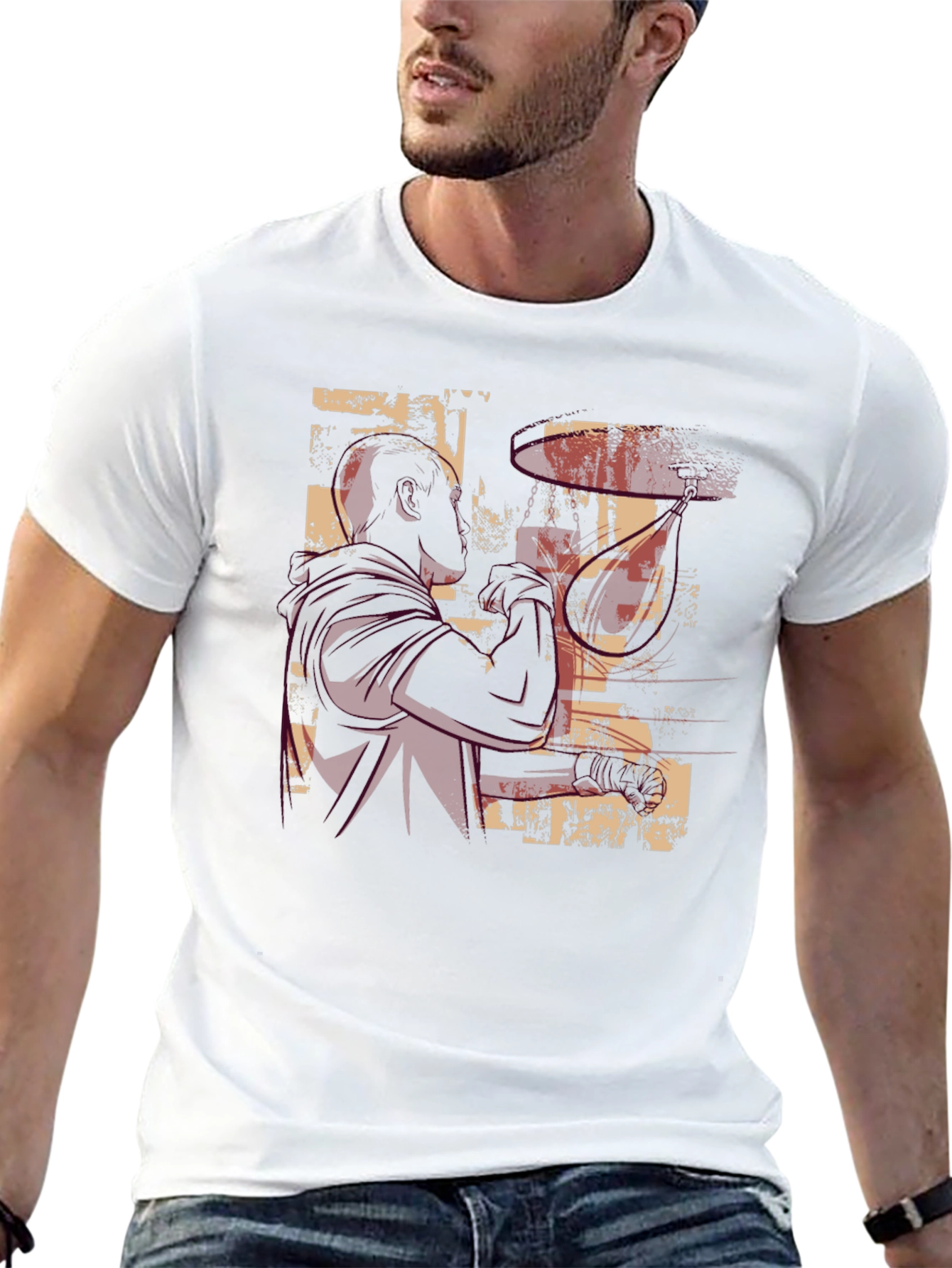 Abstract Drummer Graphic Tee - Black Cotton T-Shirt