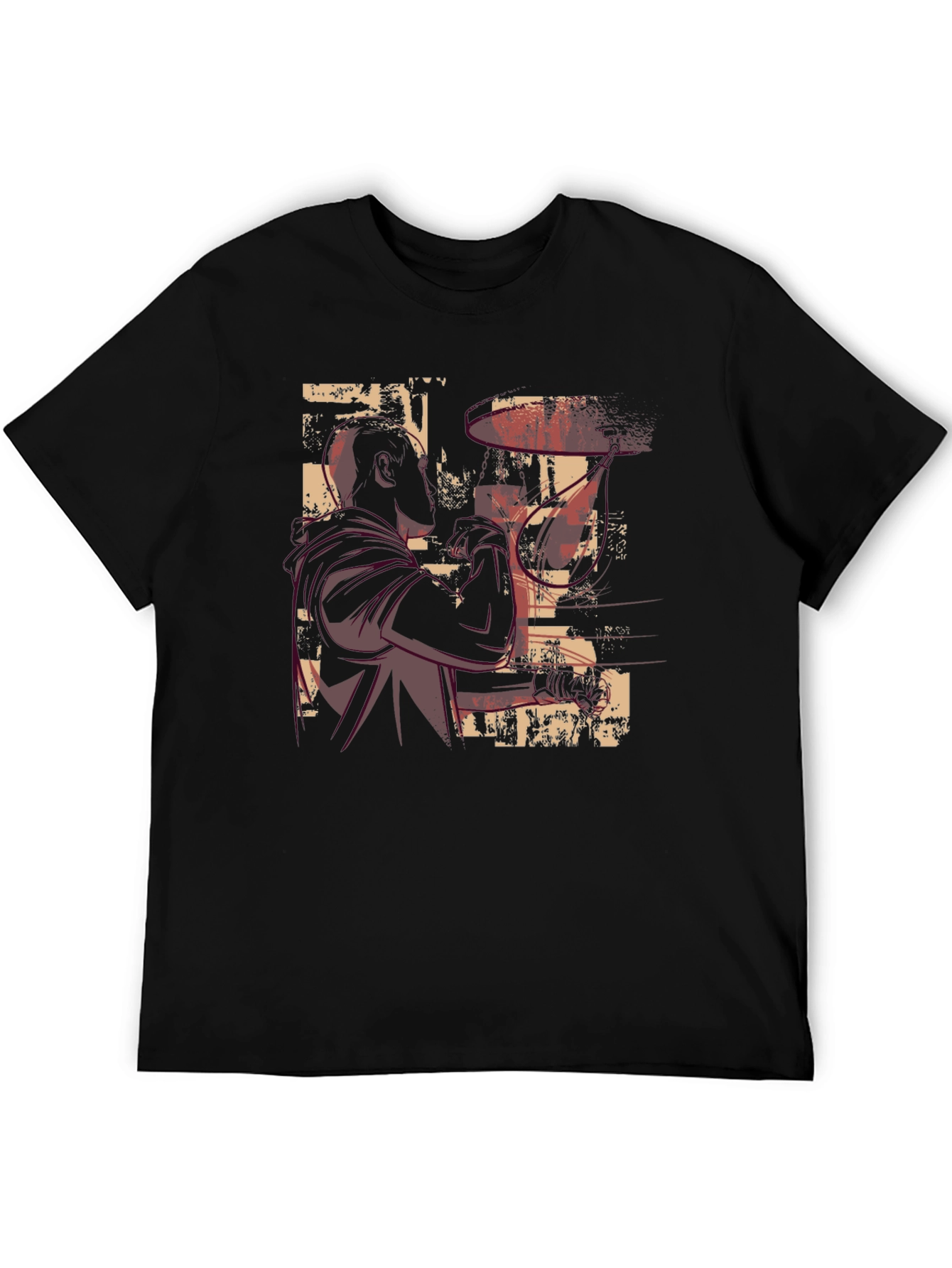 Abstract Drummer Graphic Tee - Black Cotton T-Shirt