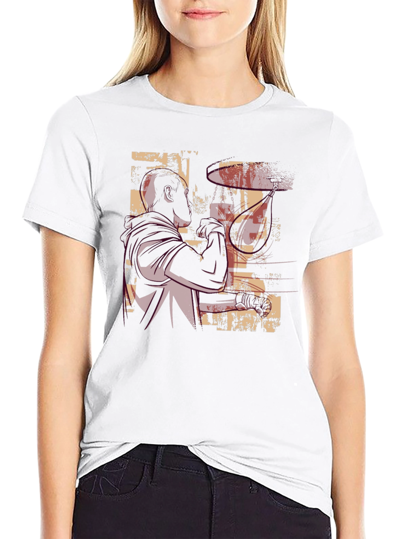 Abstract Drummer Graphic Tee - Black Cotton T-Shirt