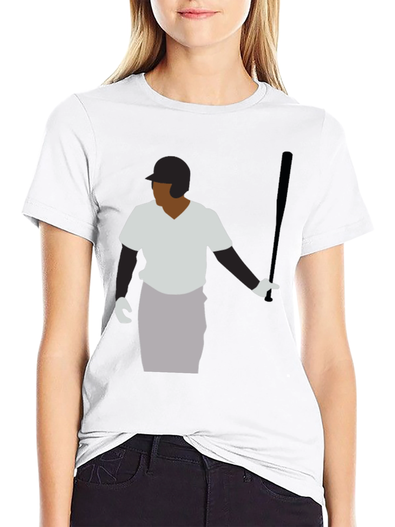Baseball Player Graphic Tee - Black Casual Shirt