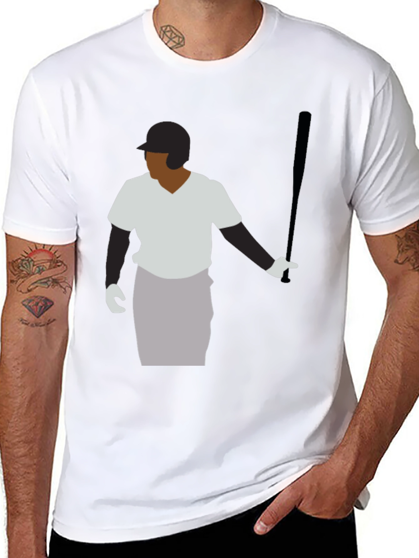 Baseball Player Graphic Tee - Black Casual Shirt