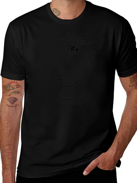 Abstract Cartoon Face Black T-Shirt