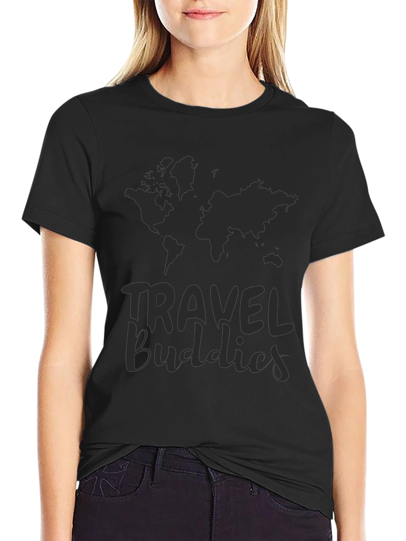 Travel Buddies Black Graphic T-Shirt
