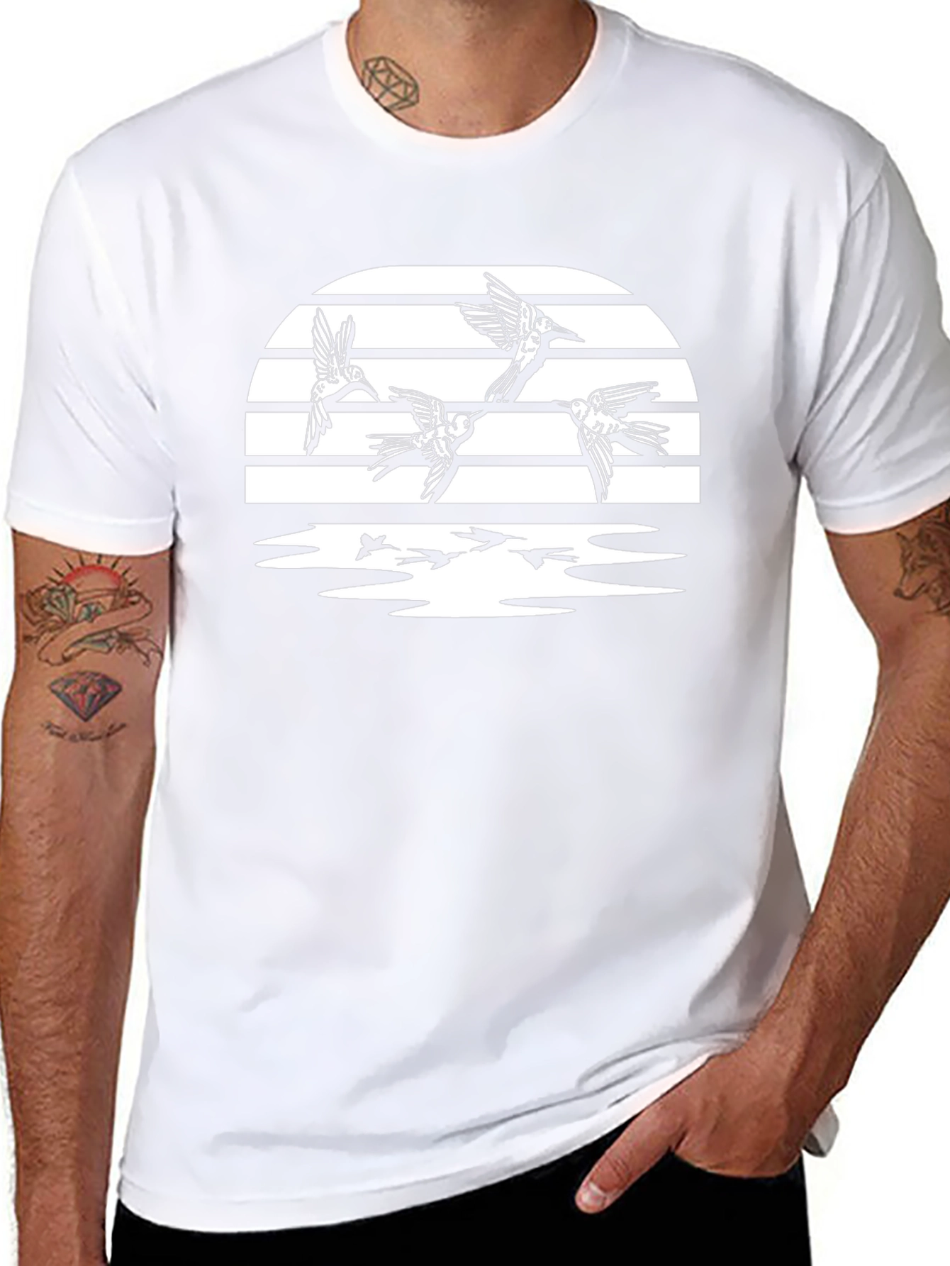 Birds in Flight Graphic T-Shirt - Black