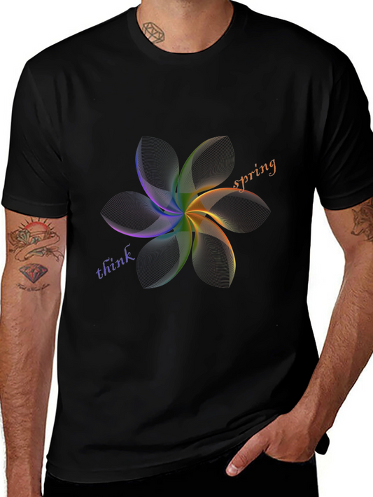 Think Spring Graphic Tee - Stylish Mens Black T-Shirt